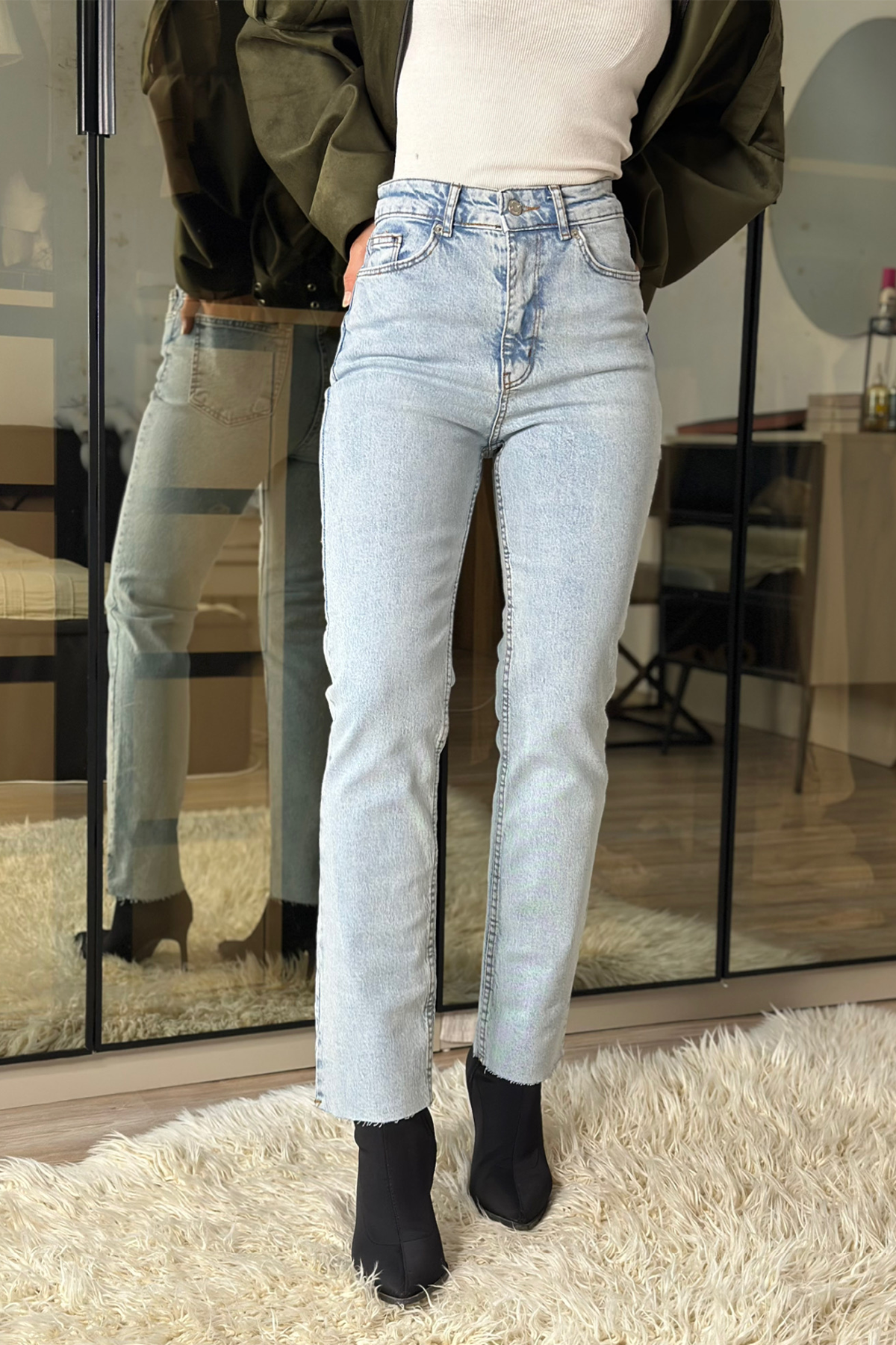 Briella Buz Mavi Yüksek Bel Slim Fit Jean