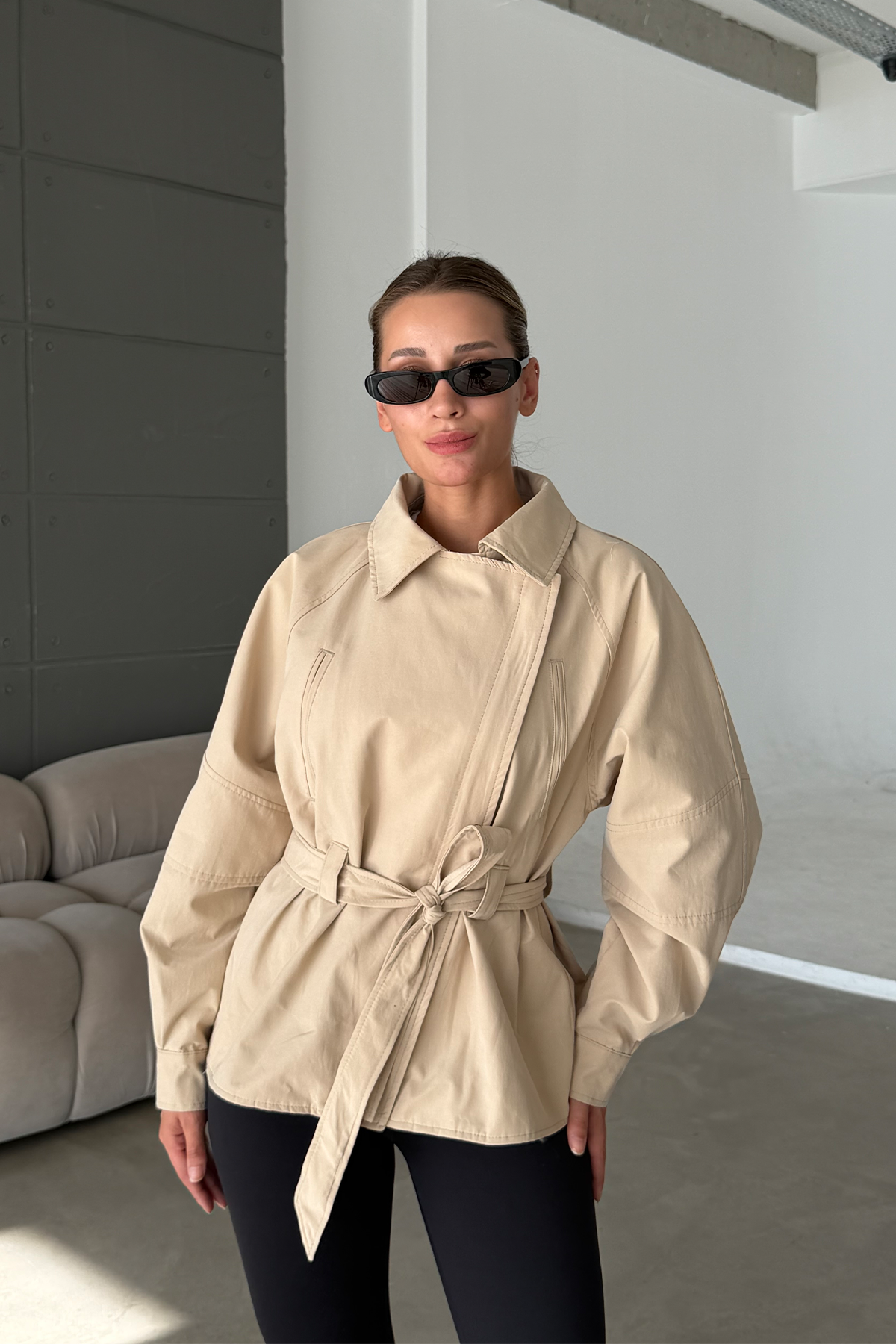 Elodie Bej Kuşaklı Trençkot