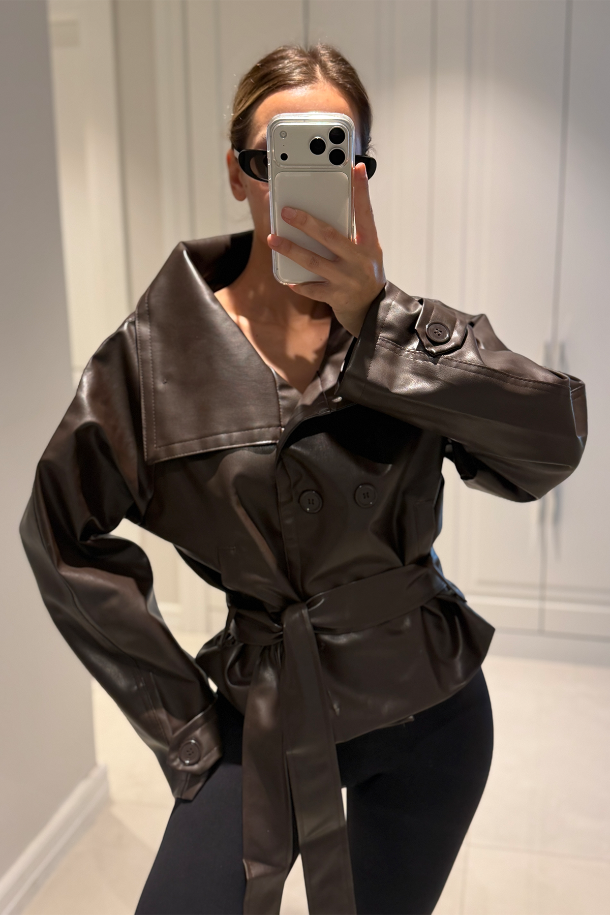 Eloise Acı Kahve Dik Yaka Deri Ceket