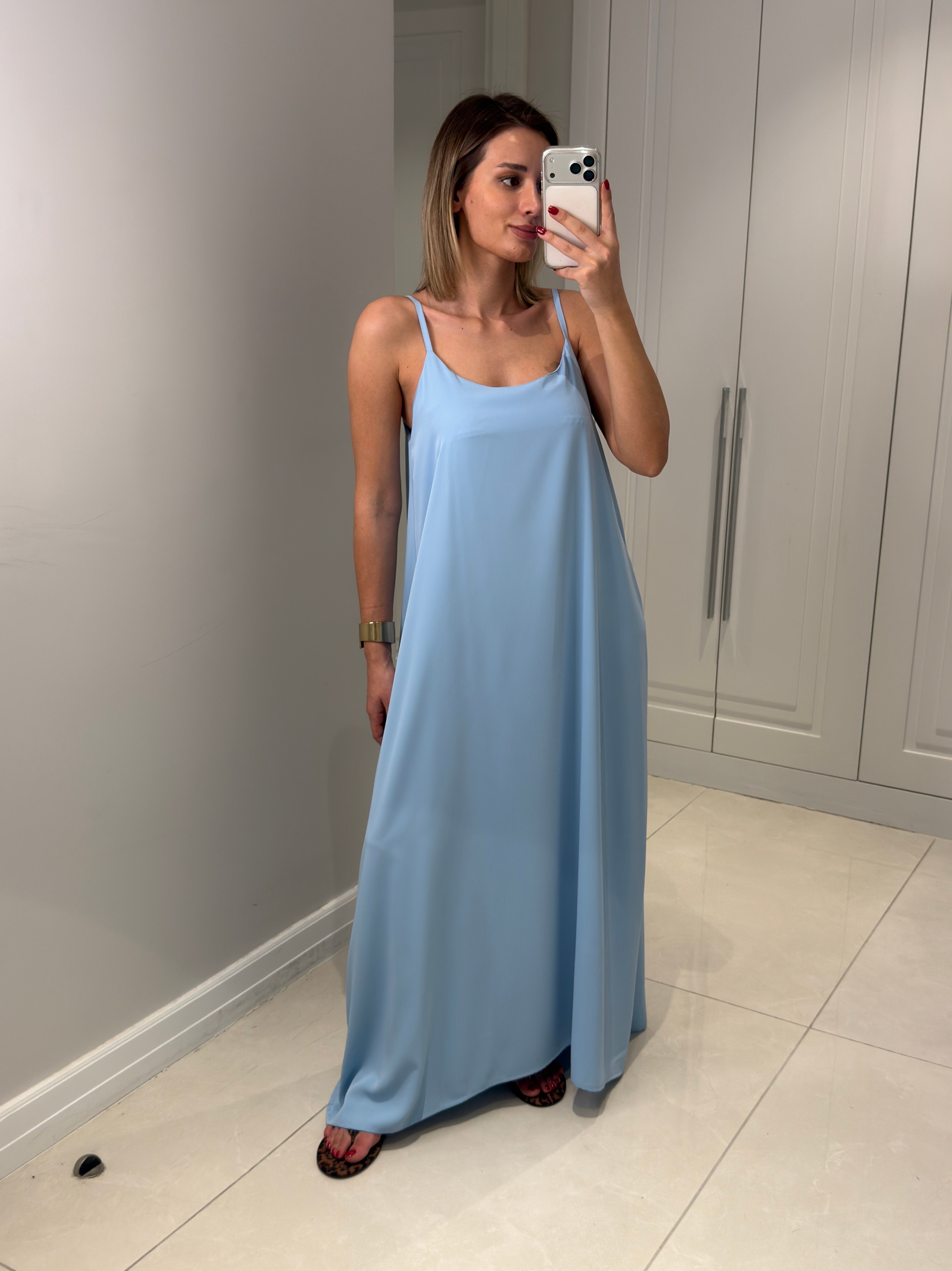 Noura Bebe Mavisi Askılı Elbise