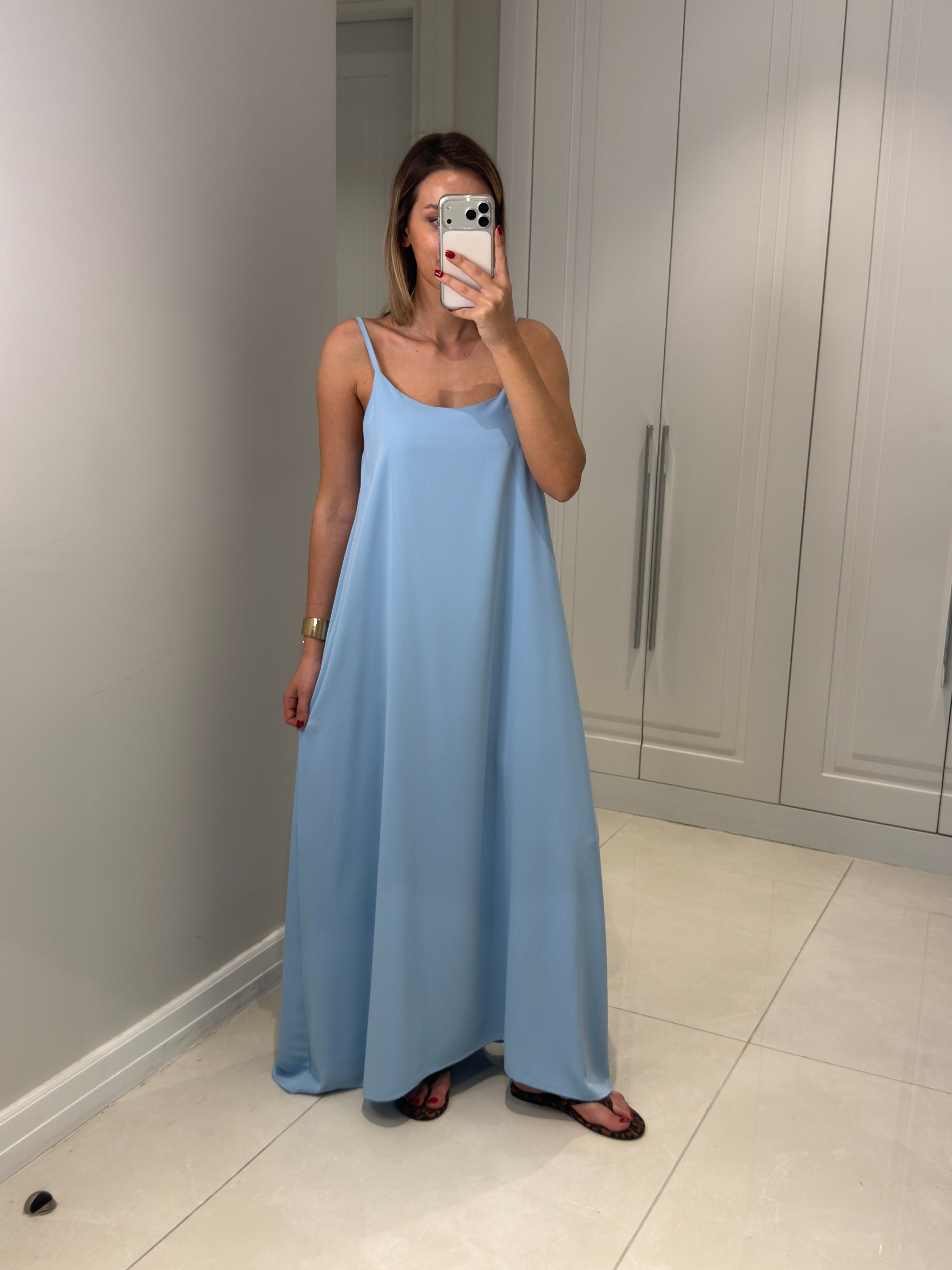 Noura Bebe Mavisi Askılı Elbise