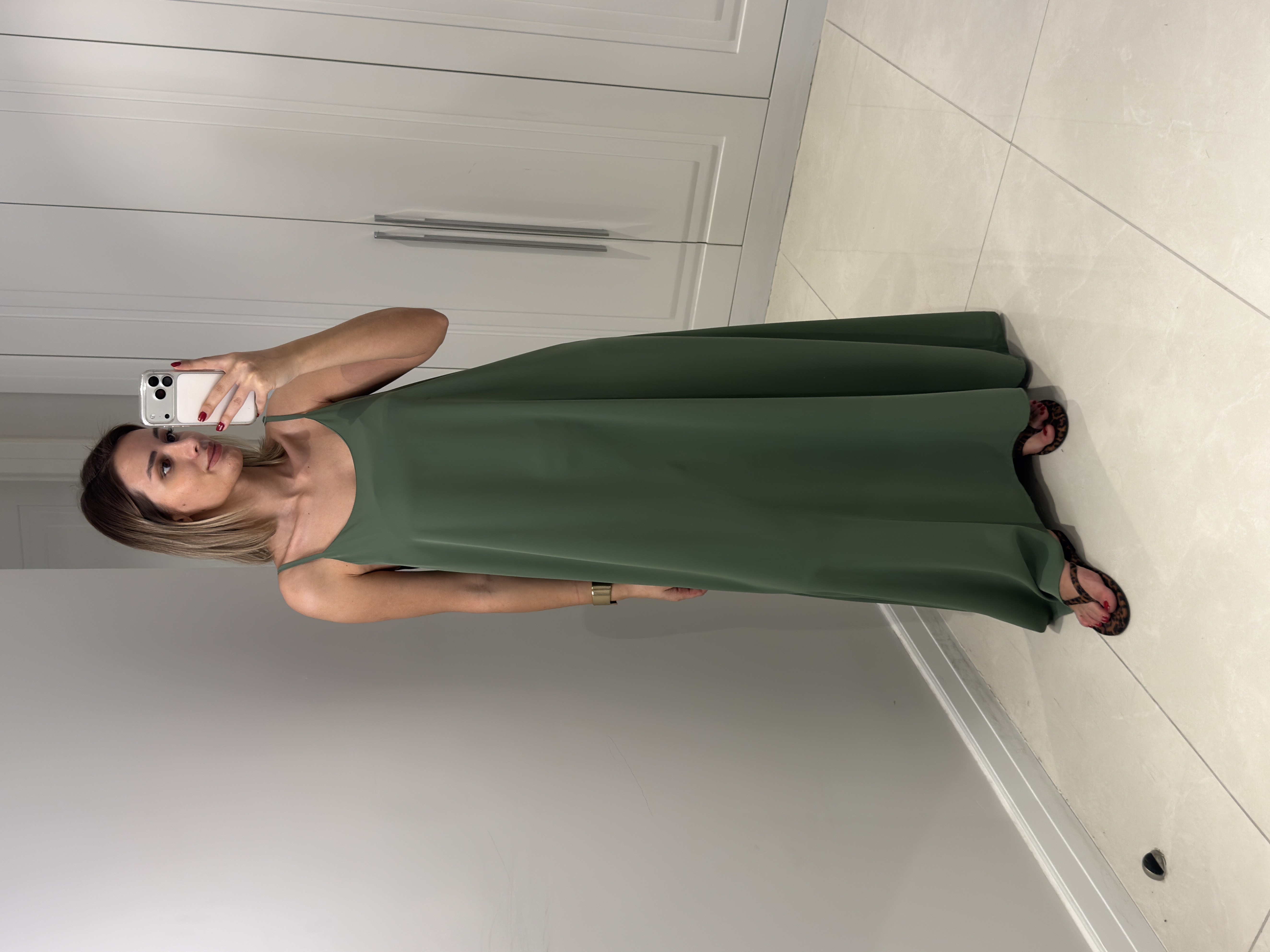 Noura Yeşil Askılı Elbise