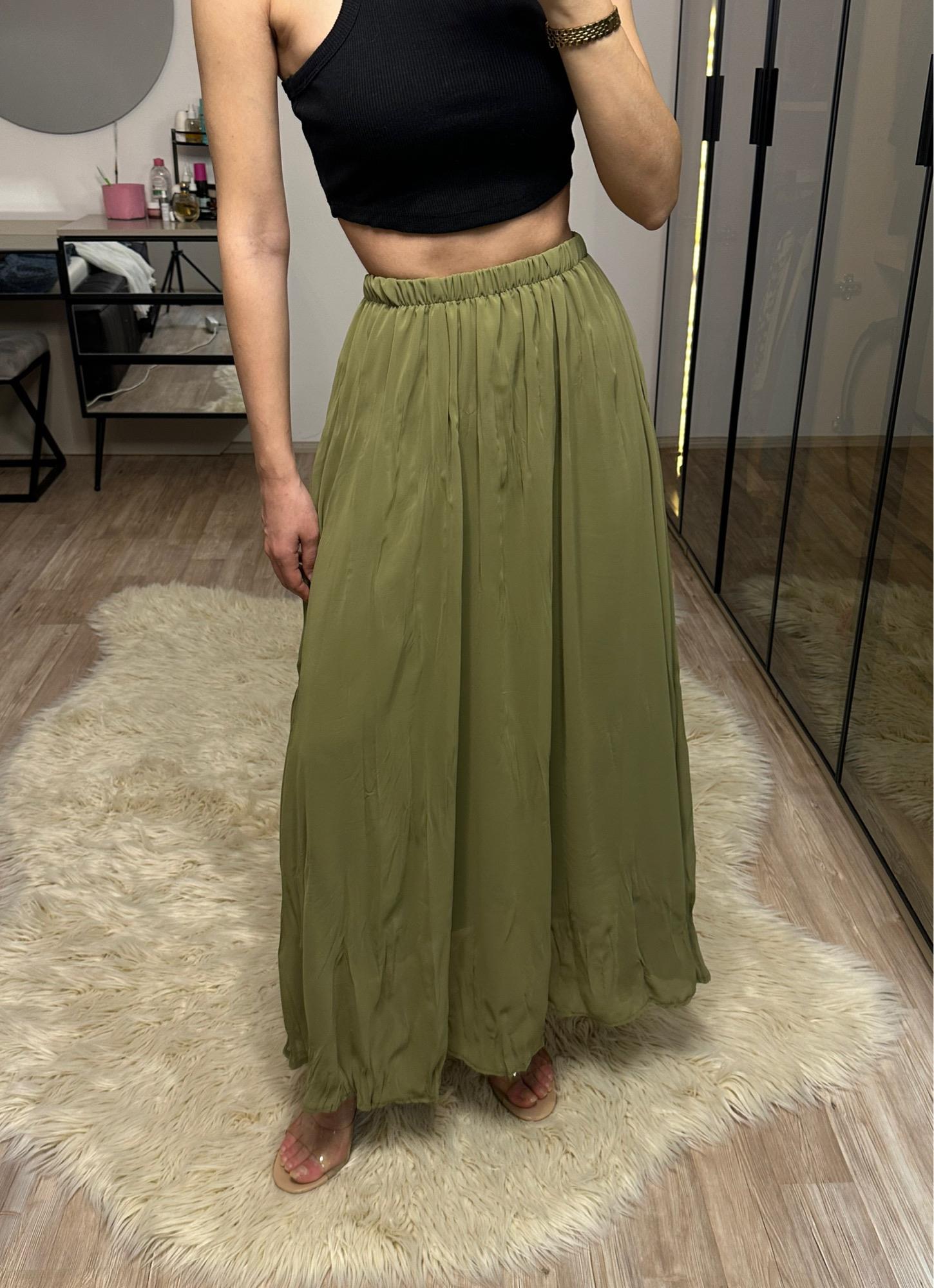 Teresa Yeşil Astarlı Maxi Tül Etek