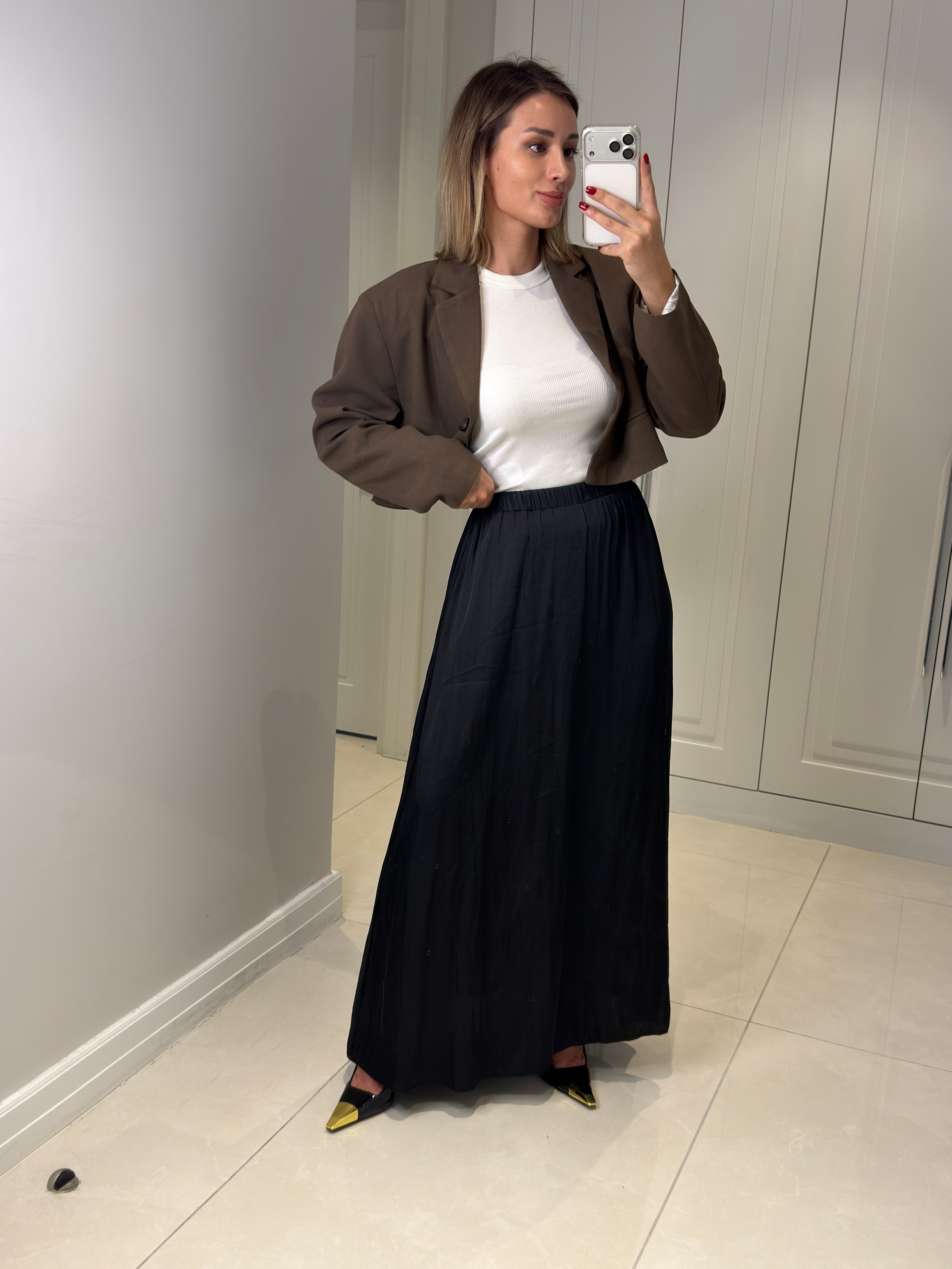 Tosca Siyah Saten Etek