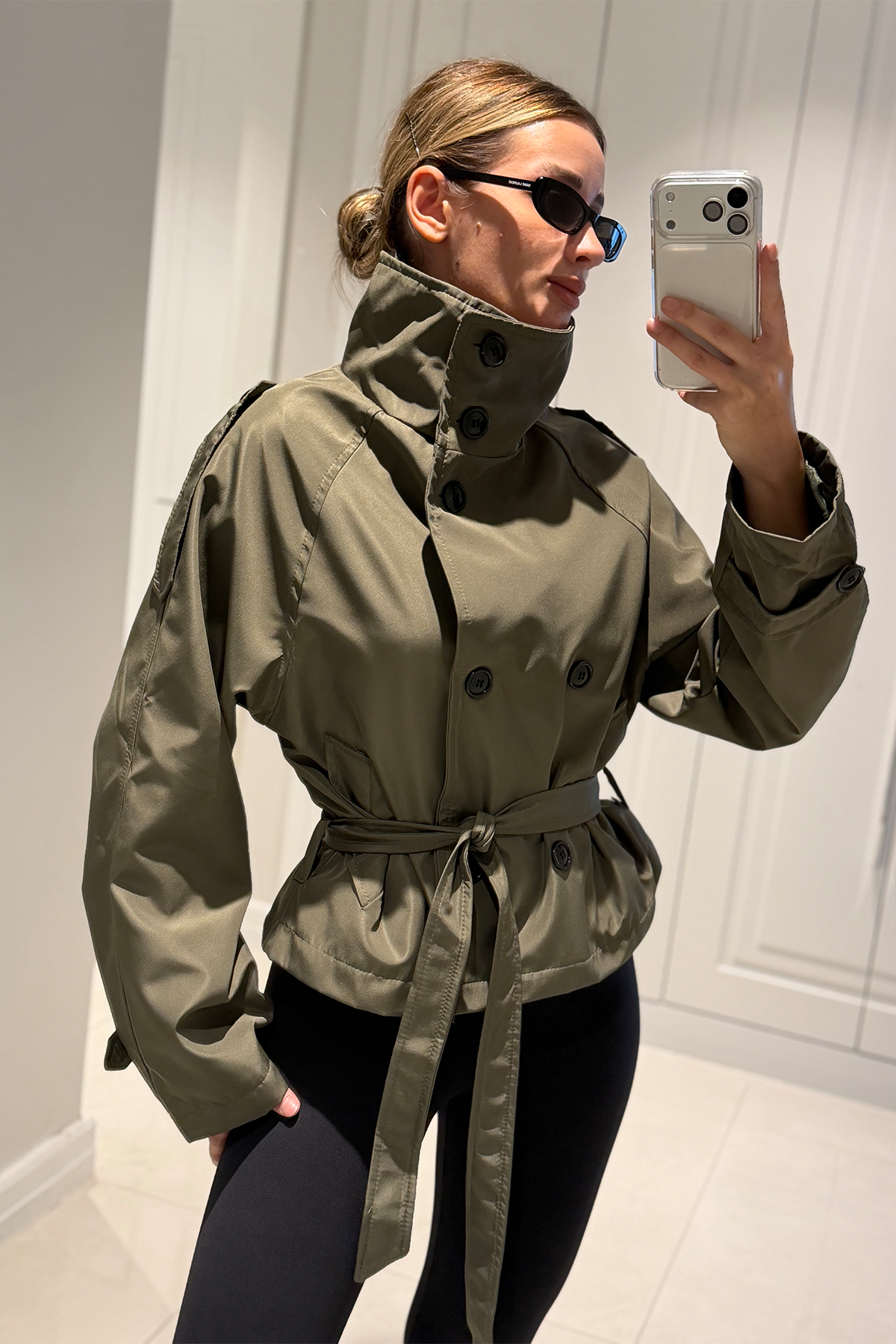 Valery Haki Dik Yaka Trençkot