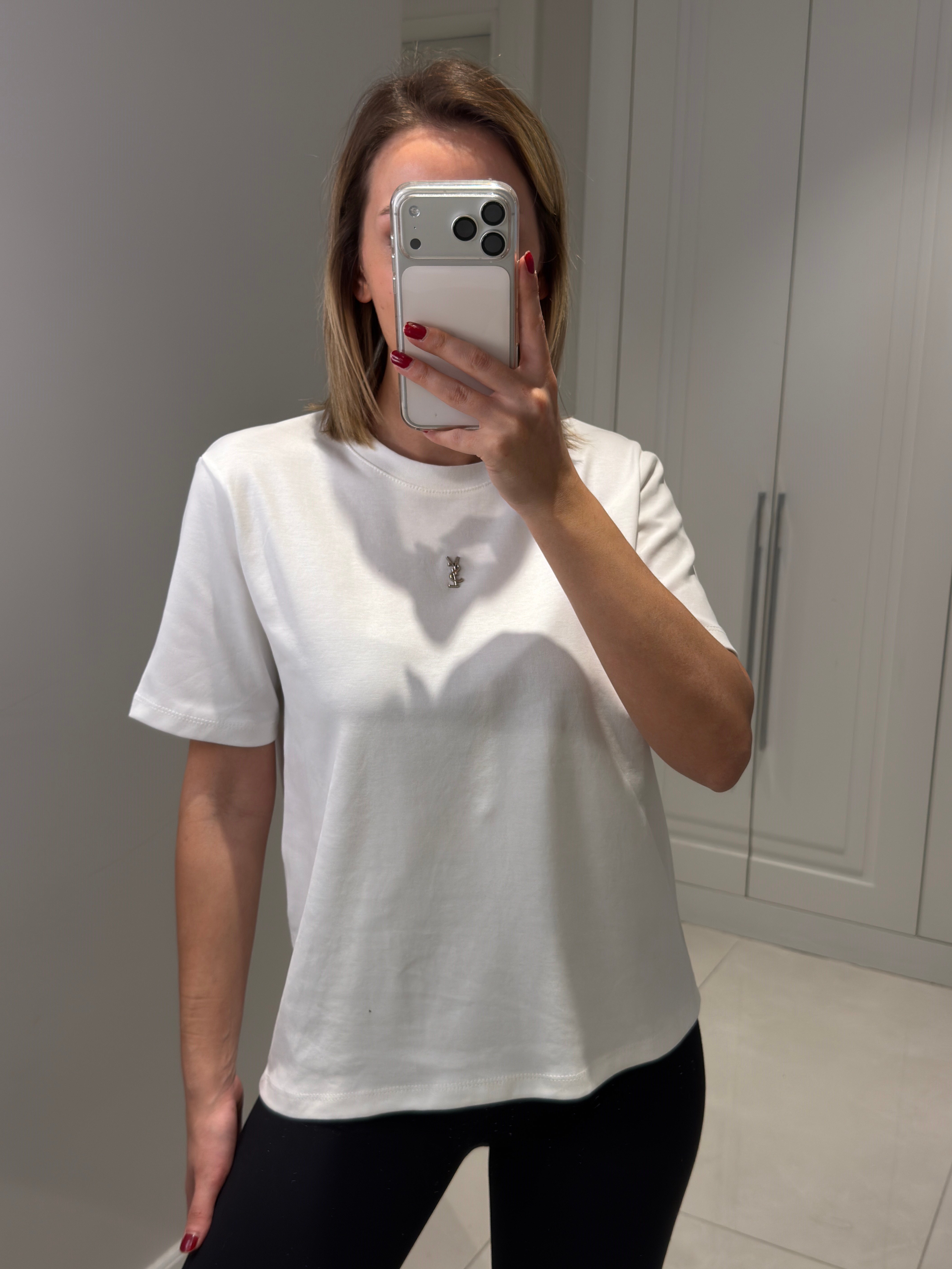 YSL Kart Etiketli Beyaz Kısa Kol Tişört