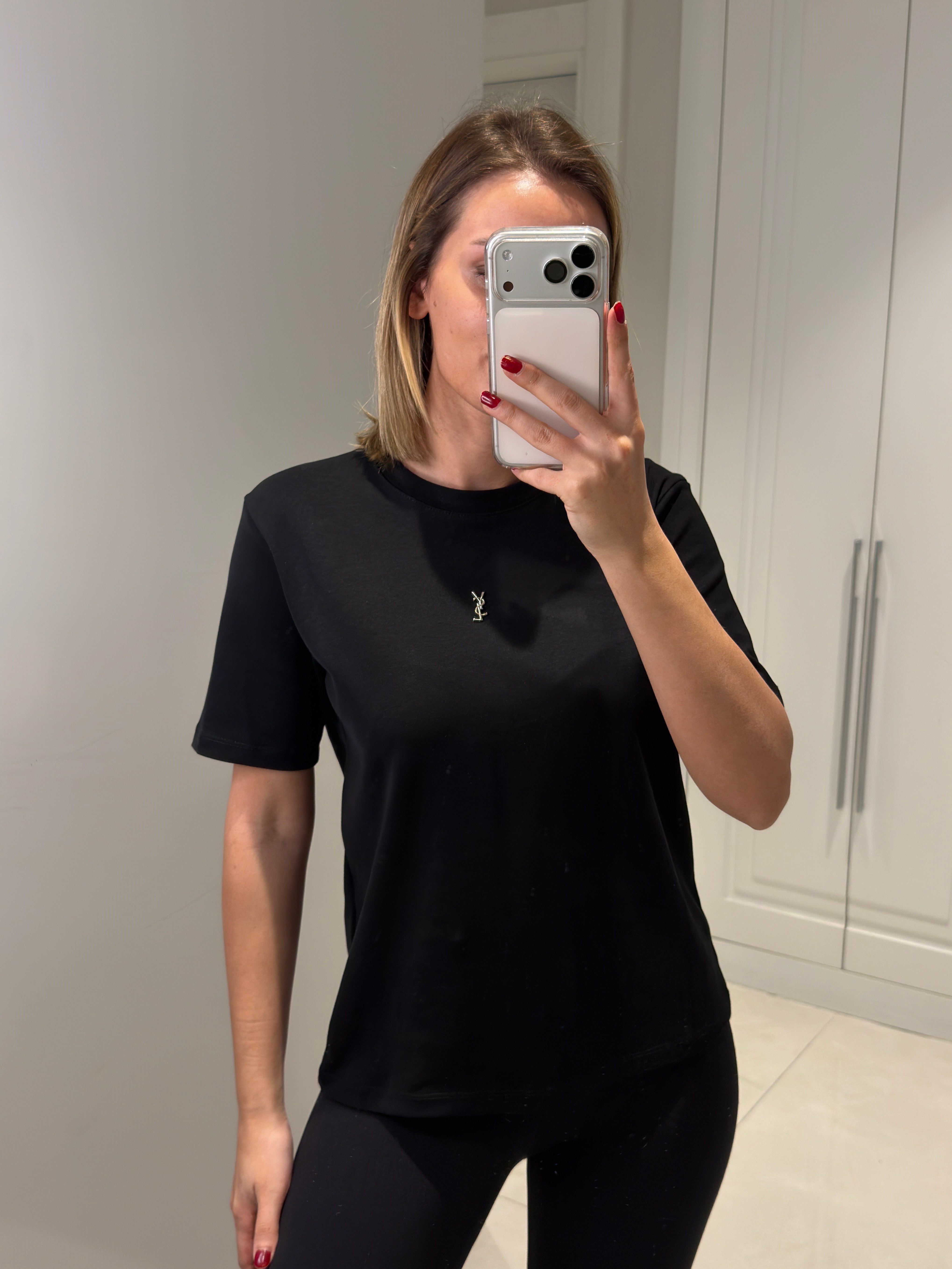 YSL Kart Etiketli Siyah Kısa Kol Tişört