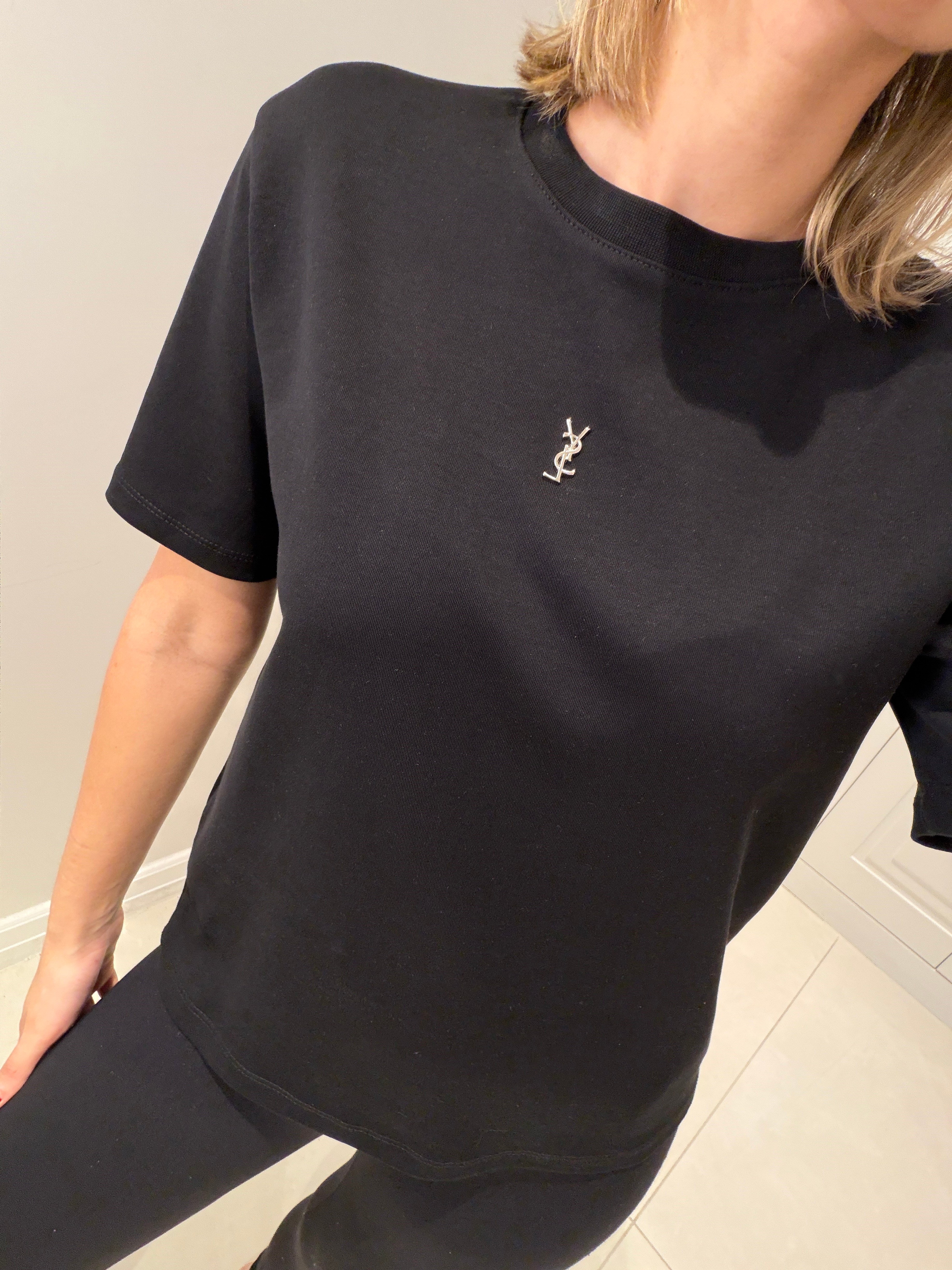 YSL Kart Etiketli Siyah Kısa Kol Tişört