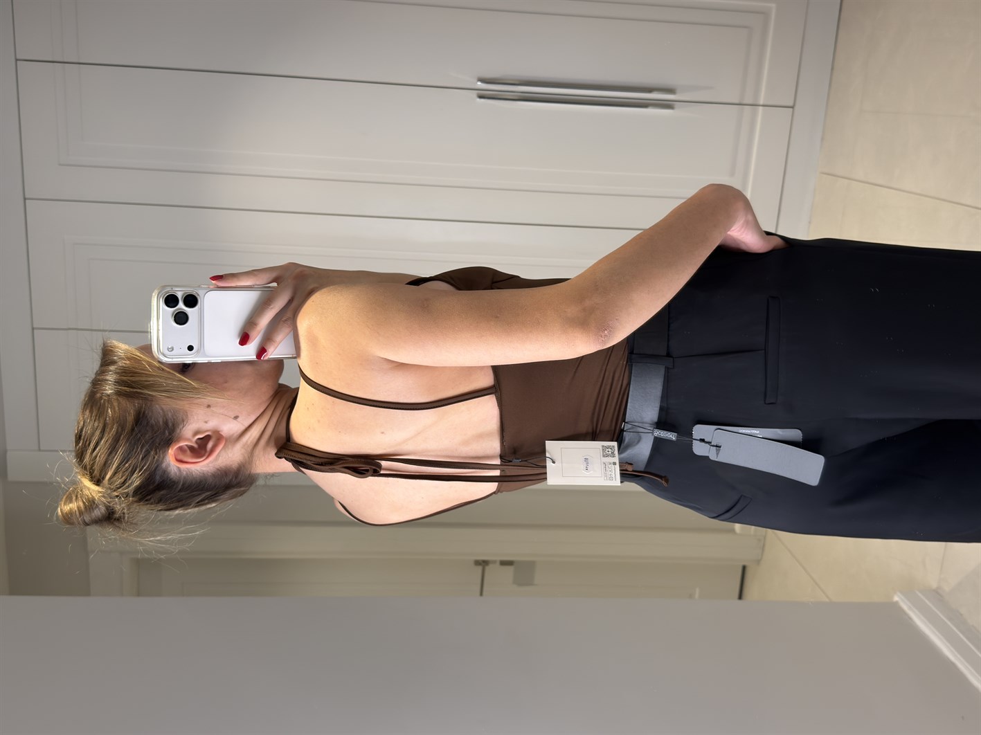 Adel Kahve Dantel Askılı Bodysuit