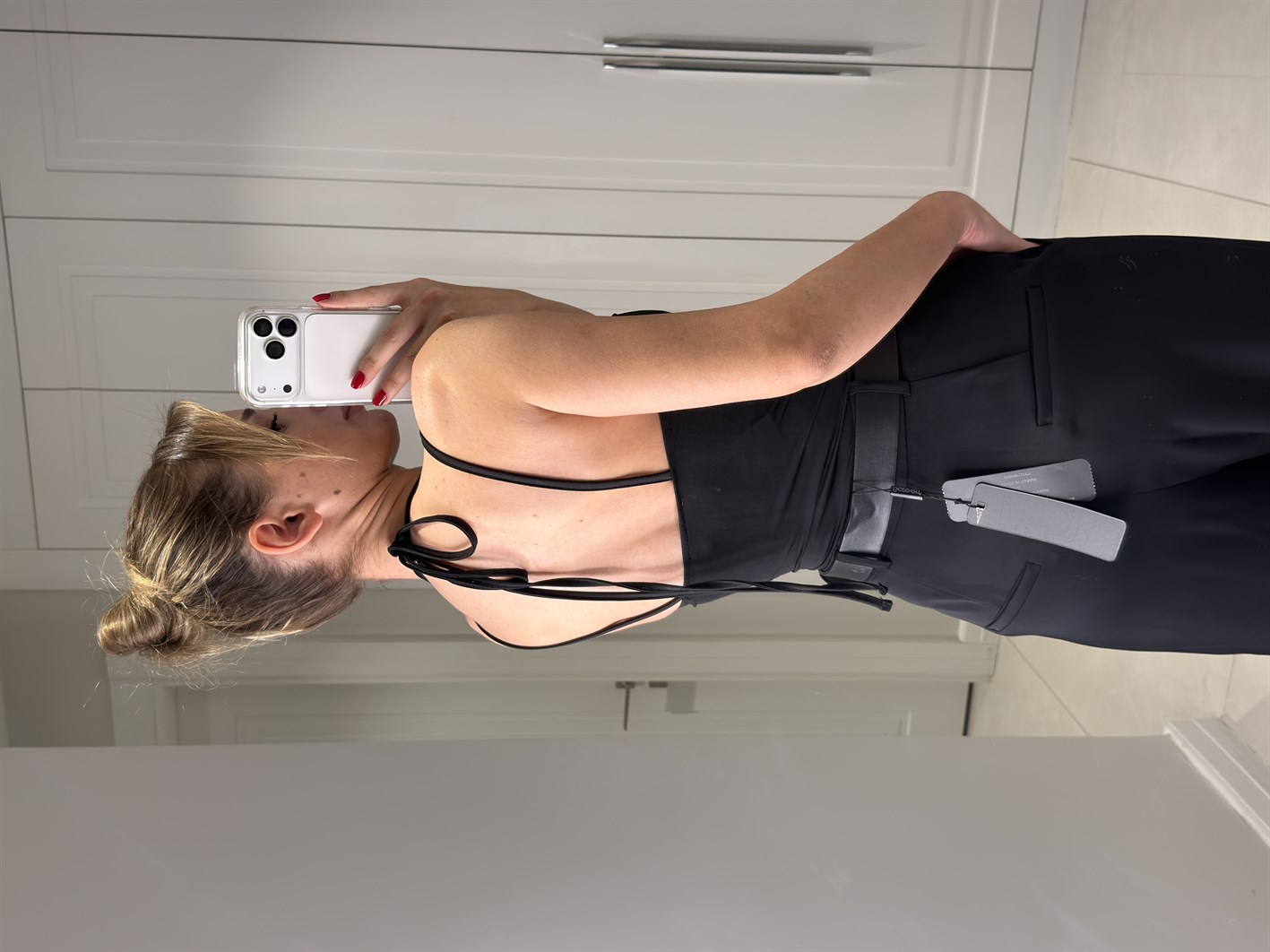 Adel Siyah Dantel Askılı Bodysuit