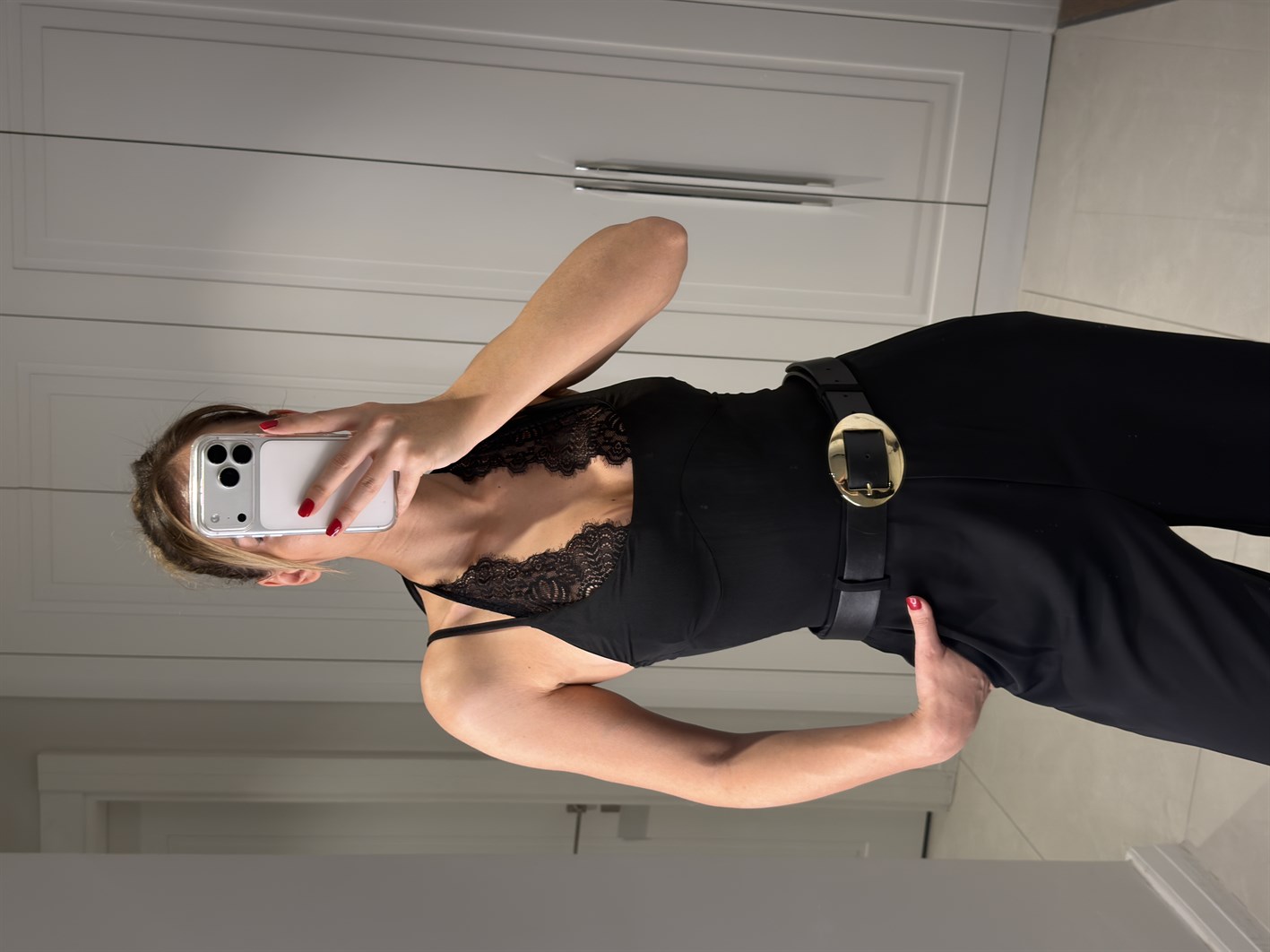 Adel Siyah Dantel Askılı Bodysuit