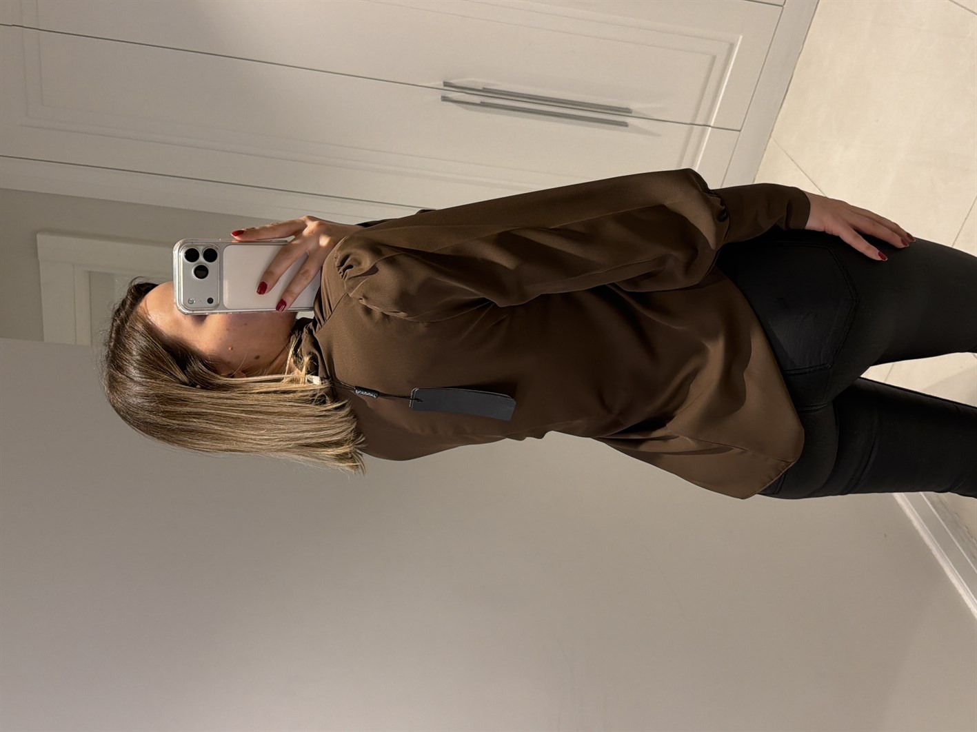 Alora Drape Detaylı Kahve Bluz