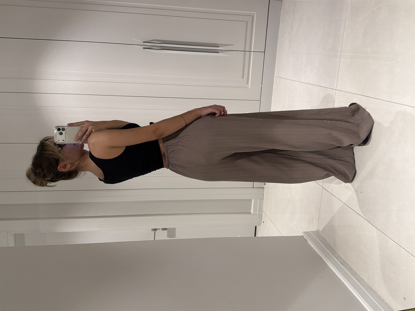 Aria Mürdüm Beli Lastikli Gofre Pantolon
