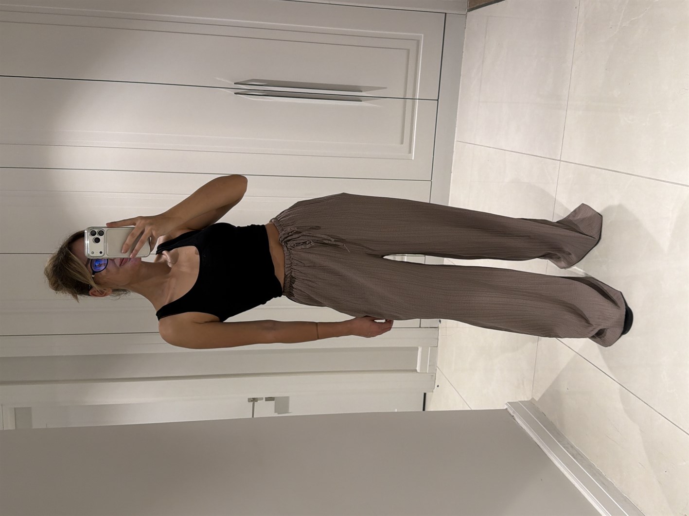 Aria Mürdüm Beli Lastikli Gofre Pantolon