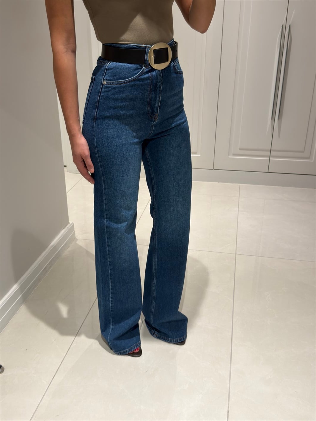 Arya Mavi Yüksek Bel Wide Leg Jean