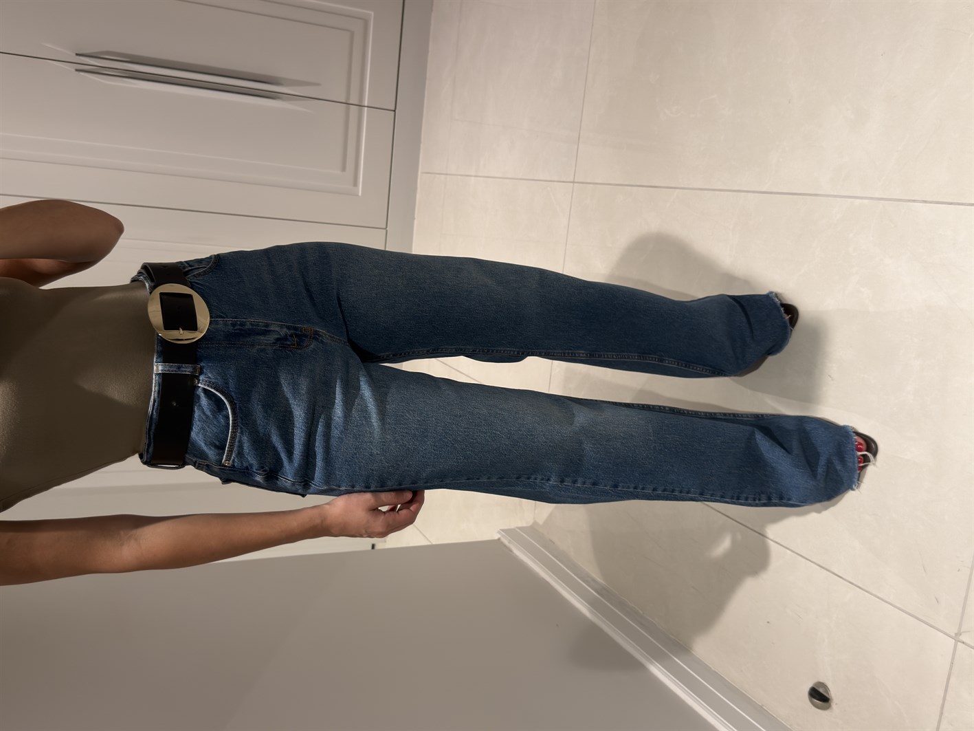 Arya Orta Mavi Yüksek Bel Wide Leg Jean