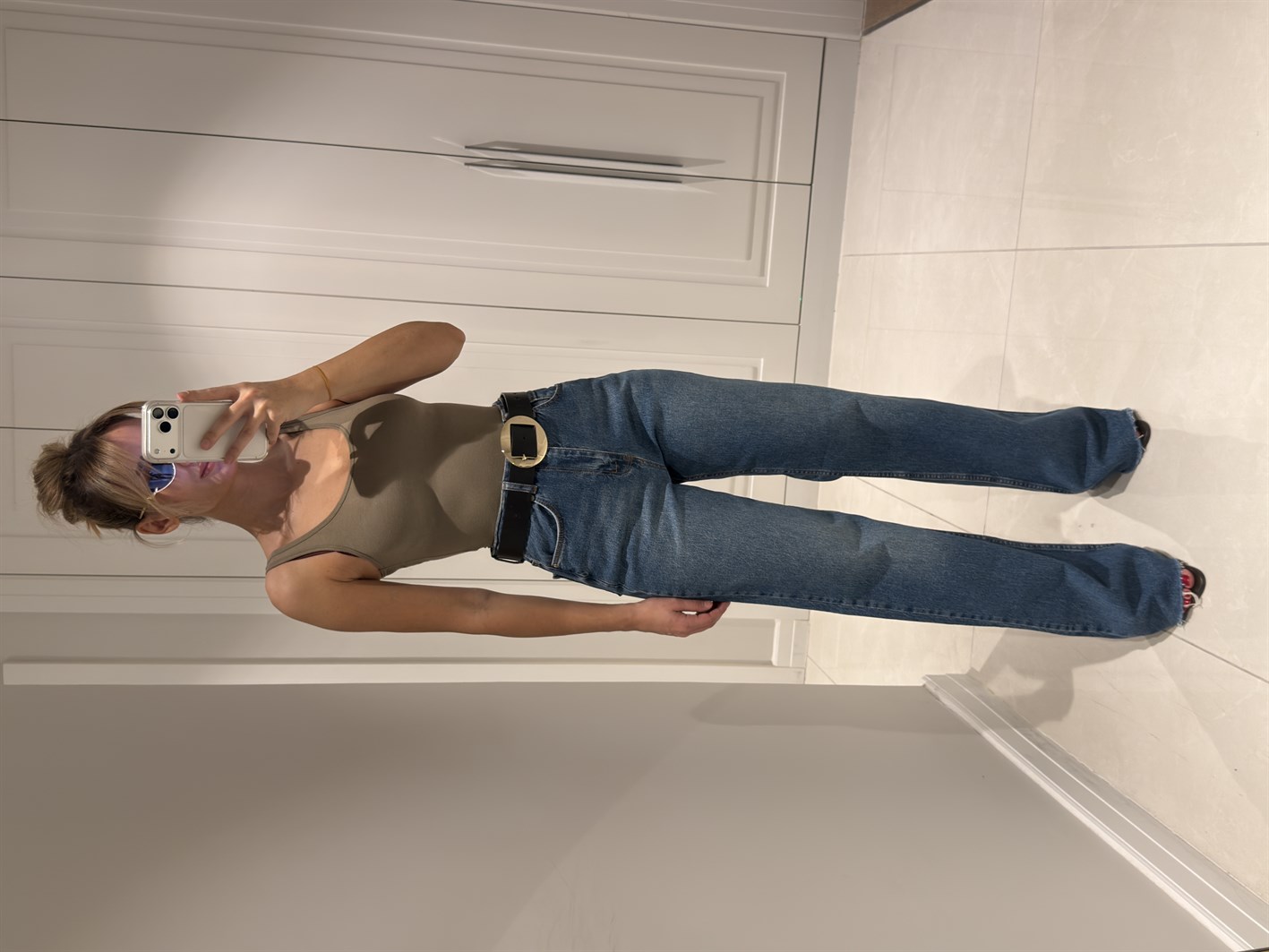 Arya Orta Mavi Yüksek Bel Wide Leg Jean