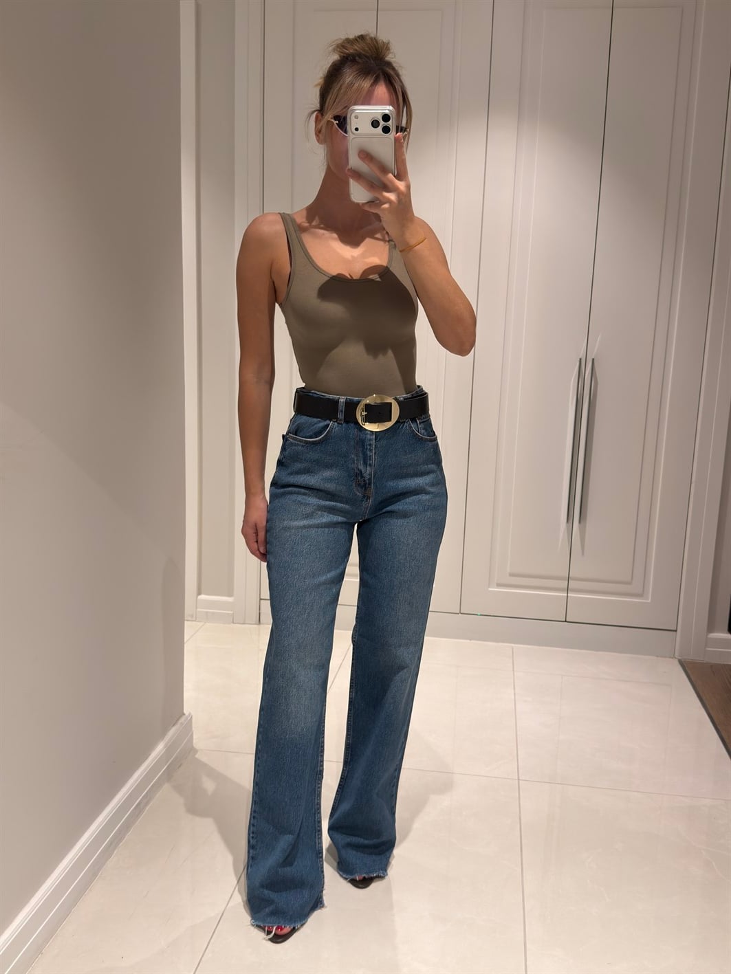Arya Orta Mavi Yüksek Bel Wide Leg Jean