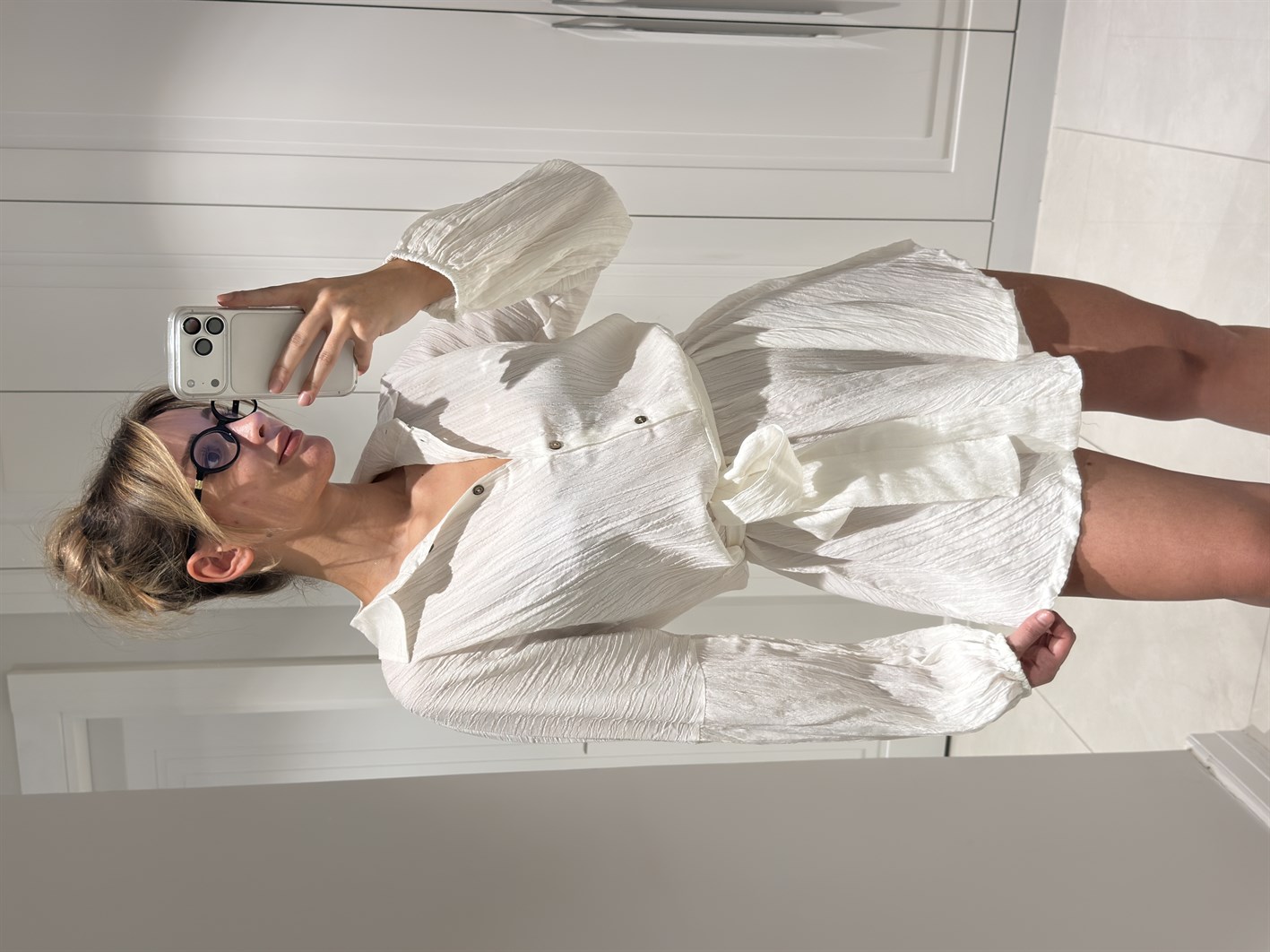 Becca Beyaz Gofre Tulum Elbise