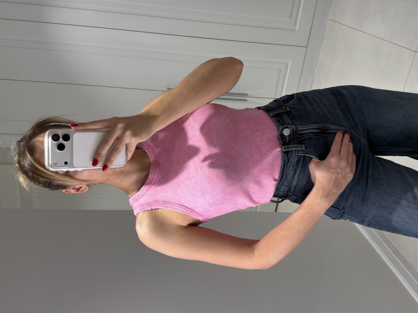 Bella Pembe Halter Yaka Yıkamalı Atlet