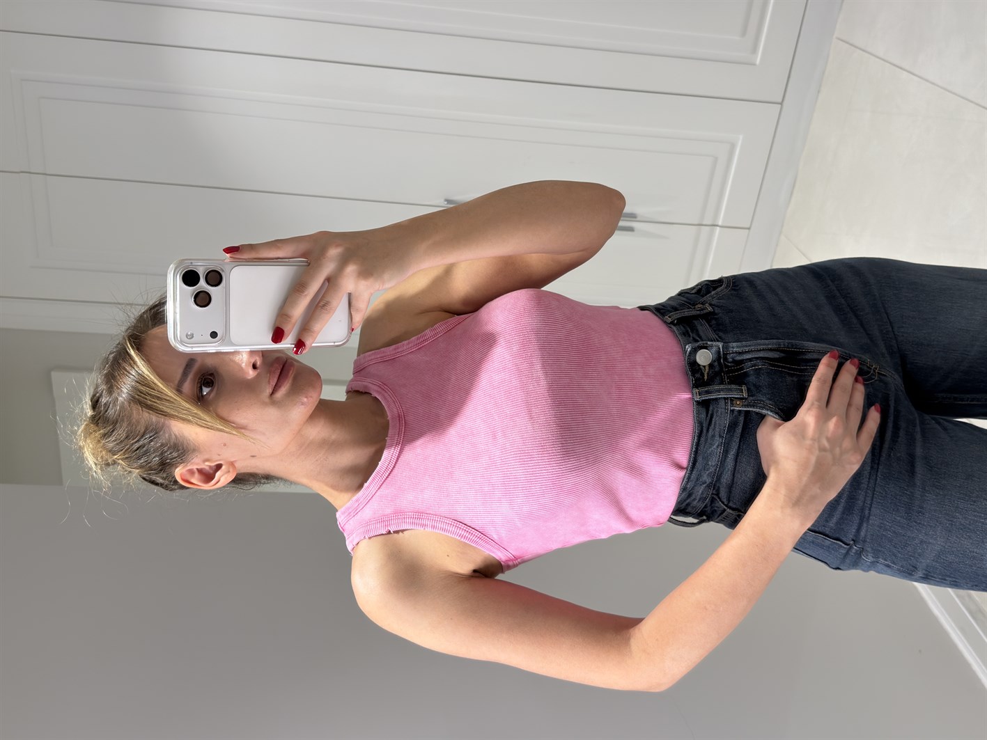 Bella Pembe Halter Yaka Yıkamalı Atlet