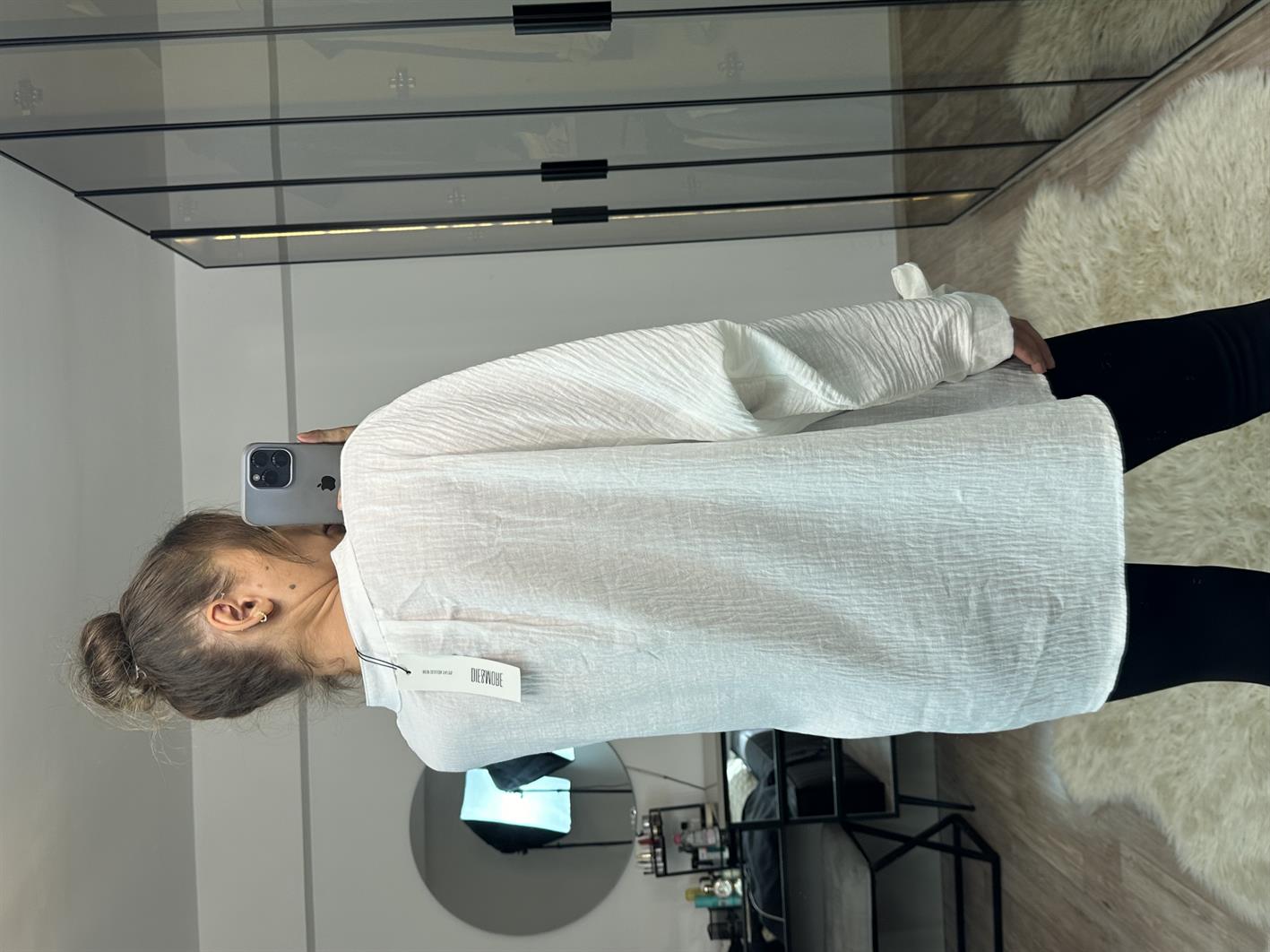 Bethany Beyaz Bağlama Detaylı Keten Bluz