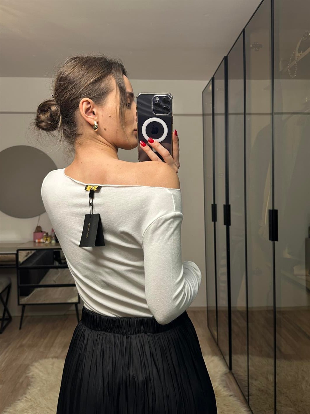 Bloom Beyaz Massimo Kart Etiketli Kayık Yaka Bluz