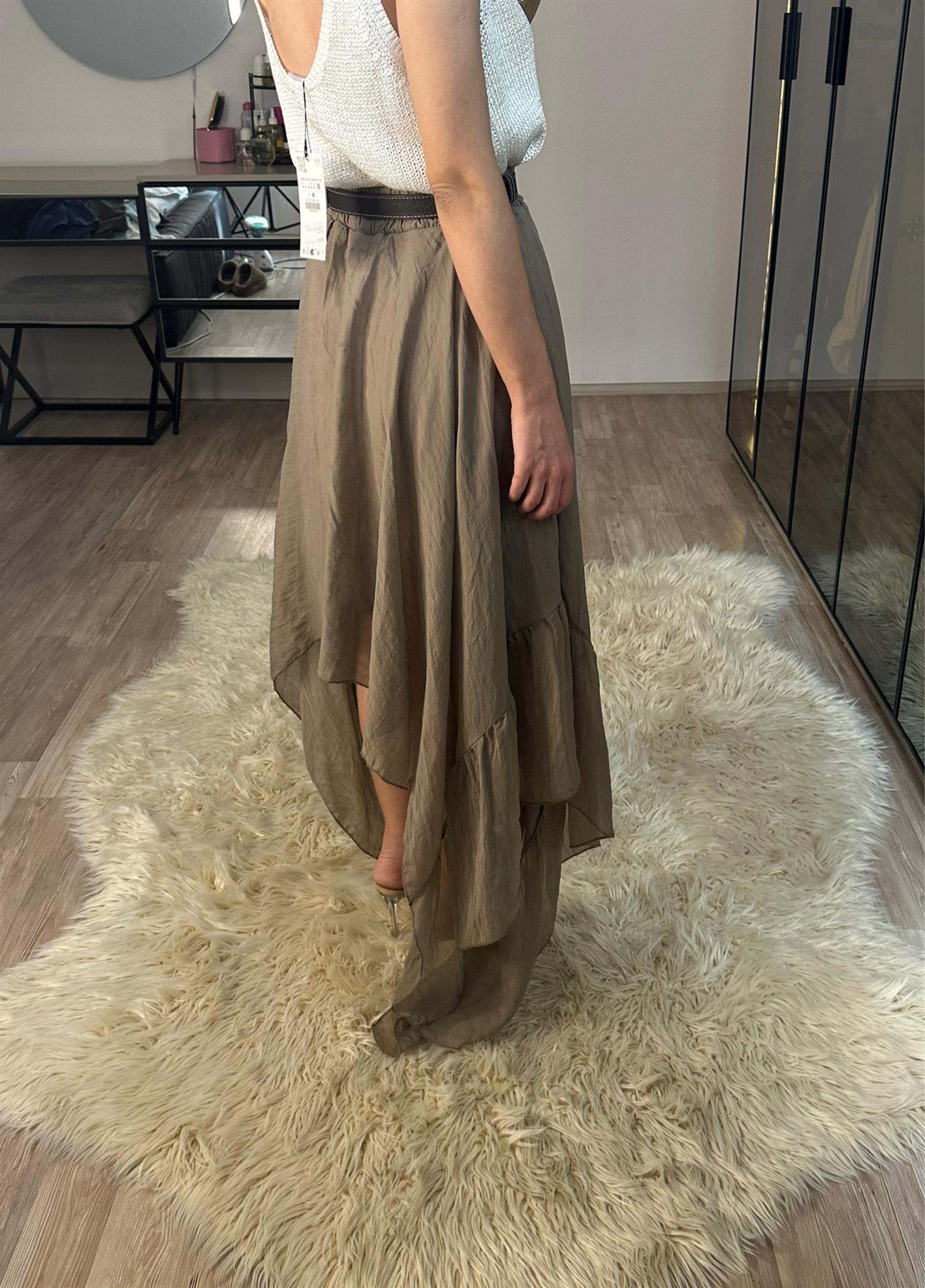 Boho Asimetrik Kesim Vizon Etek