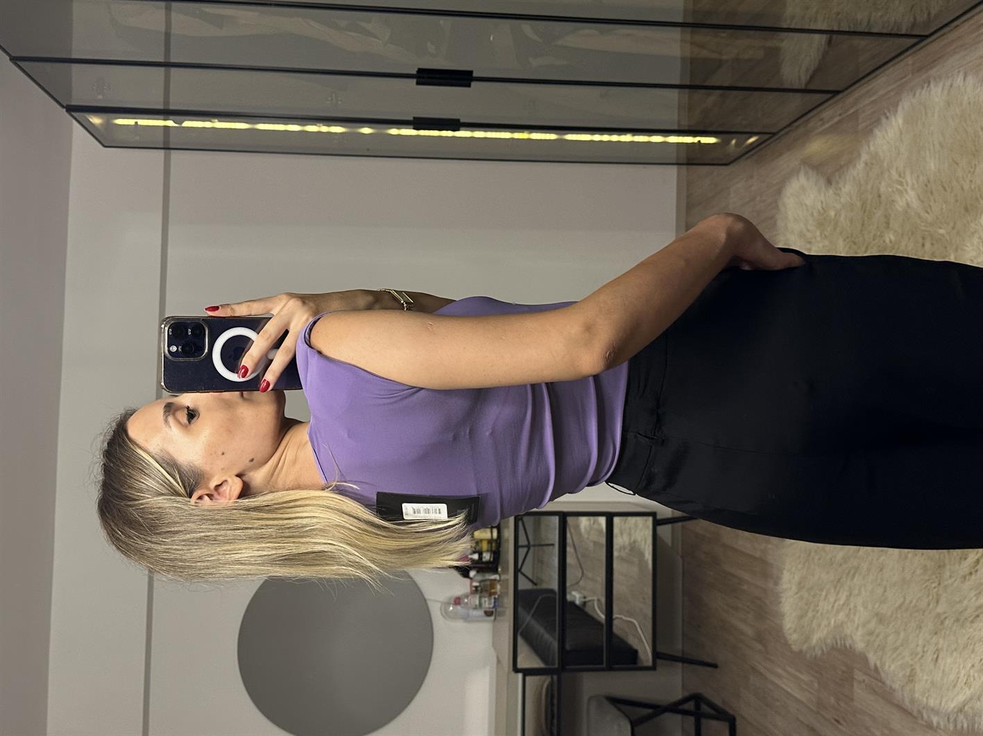Brand Lila V Yaka Vatkalı Bluz