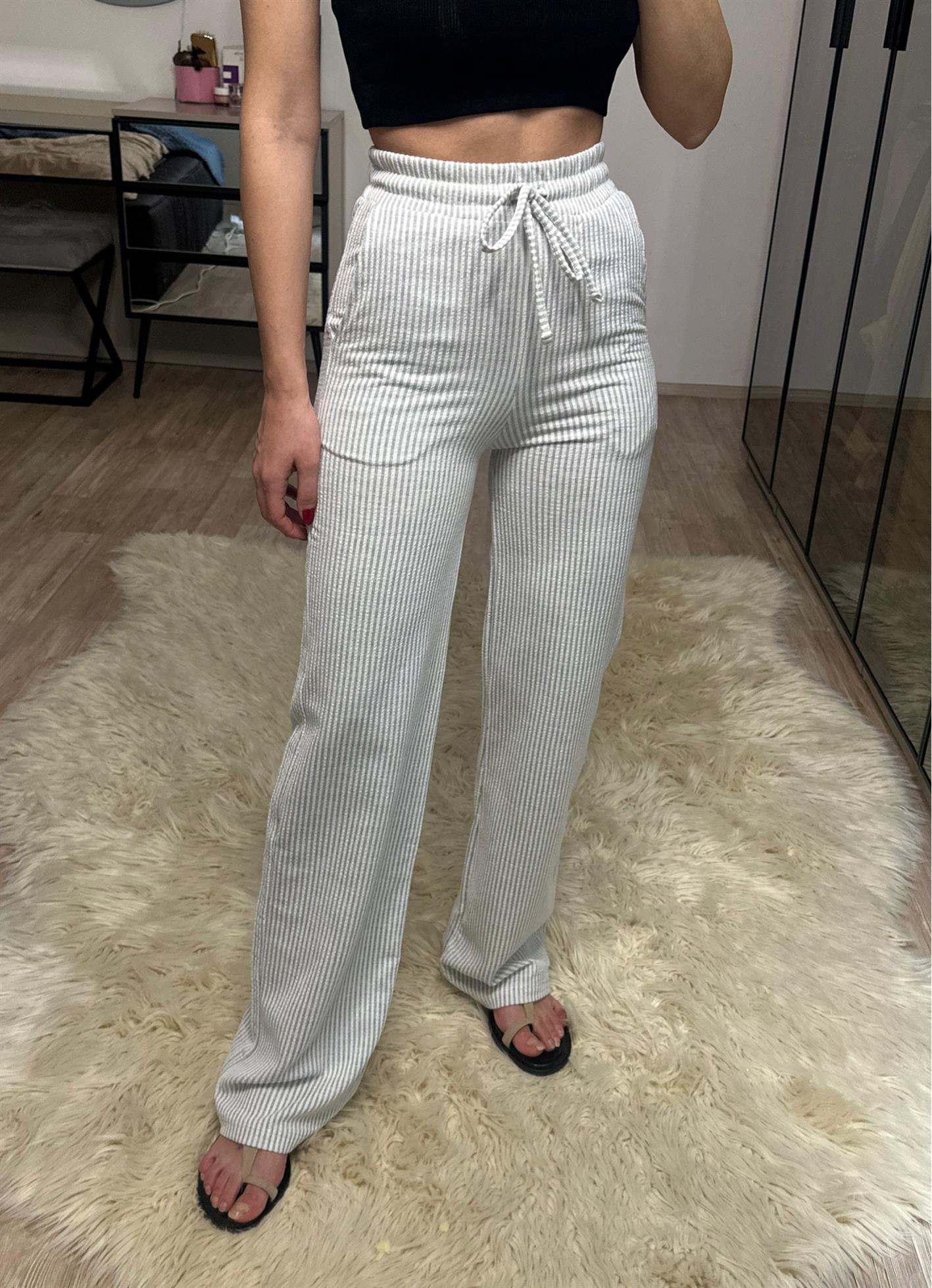 Briana Stradi Etiketli Ekru Müslin Kumaş Pantolon