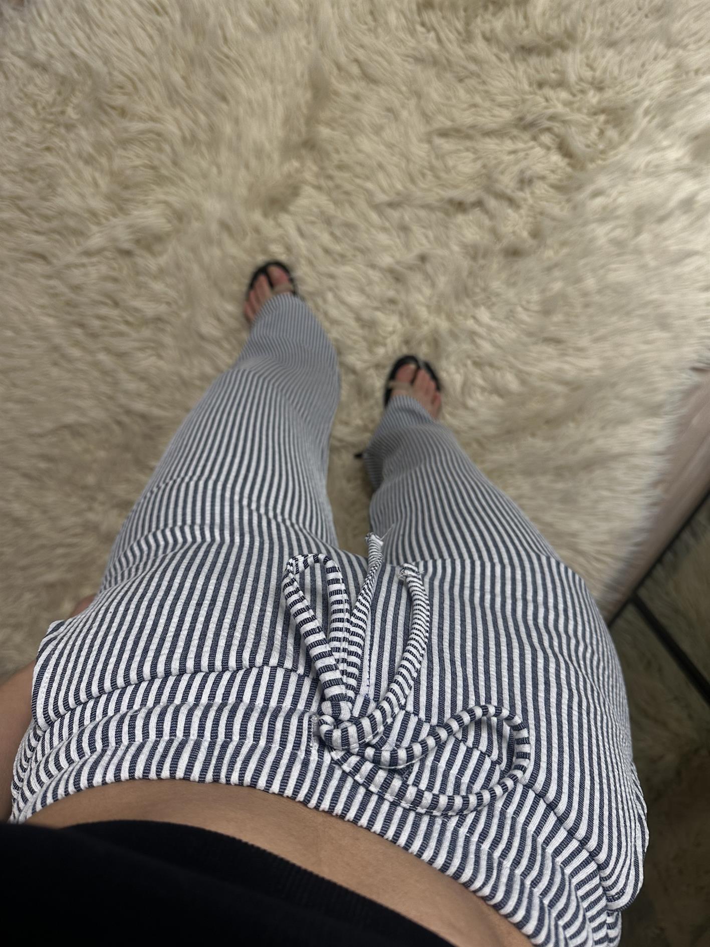 Briana Stradi Etiketli Lacivert Müslin Kumaş Pantolon