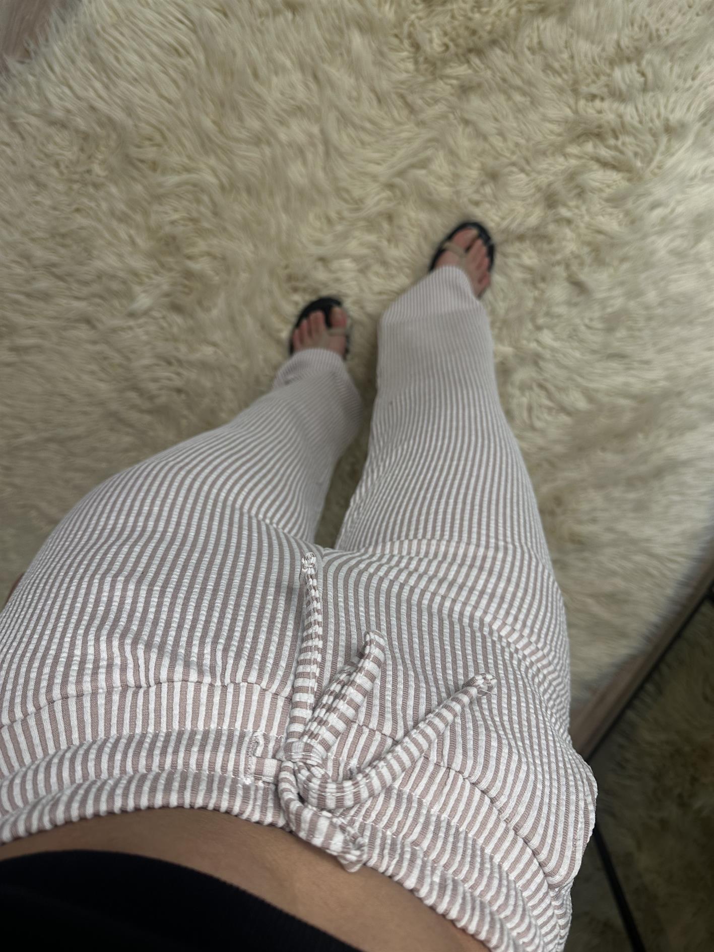 Briana Stradi Etiketli Pudra Müslin Kumaş Pantolon