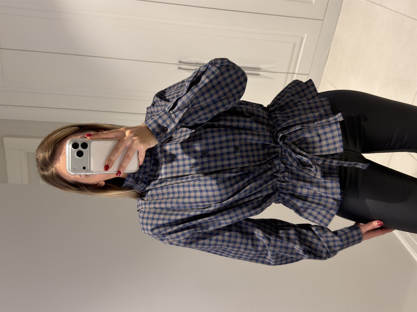 Celeste Ekose Dik Yaka Gömlek