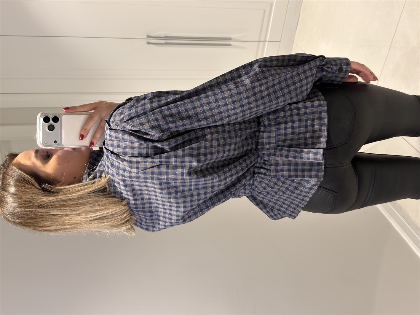 Celeste Ekose Dik Yaka Gömlek