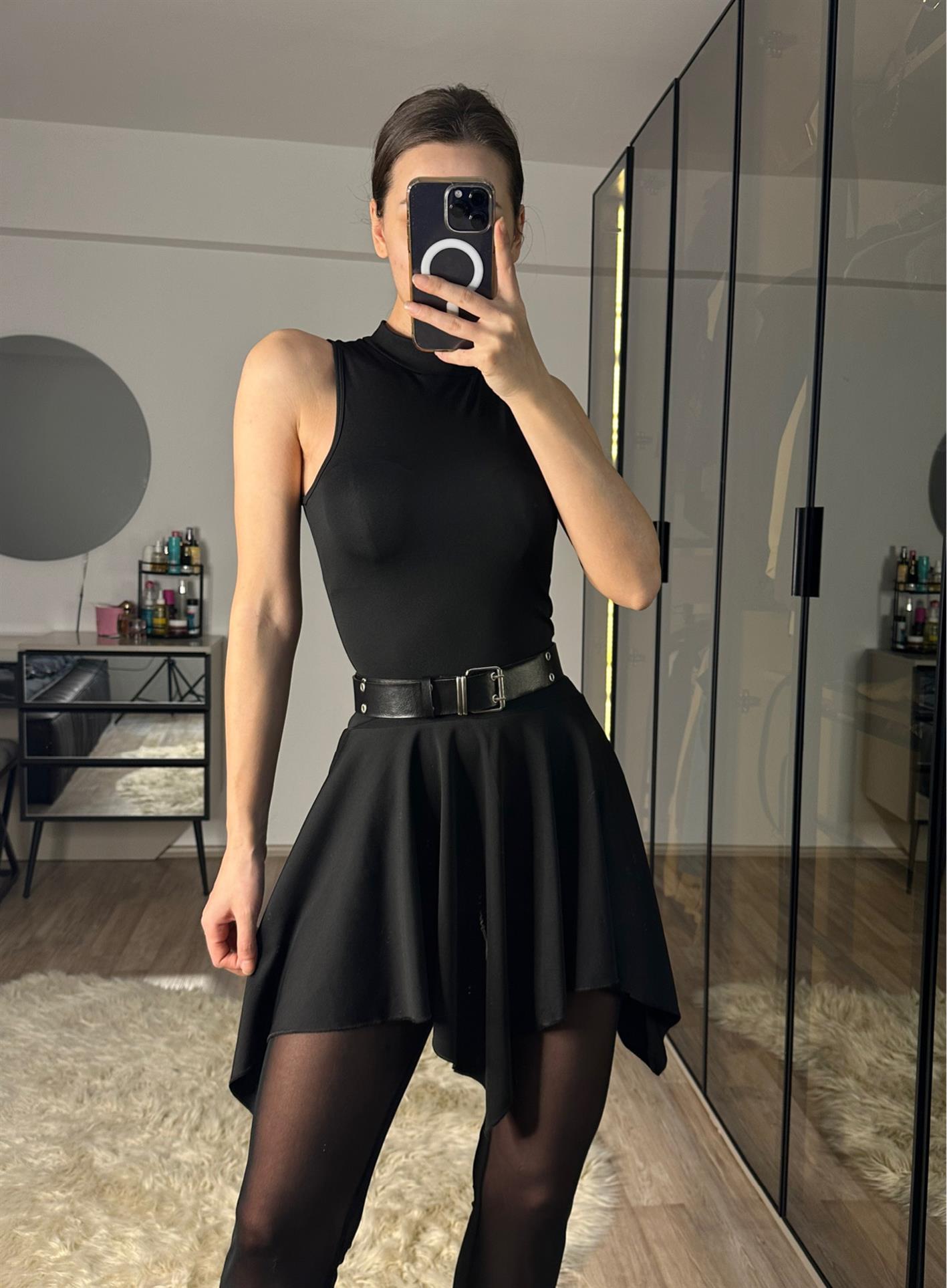 Celine Siyah Tül Detaylı Tulum Elbise