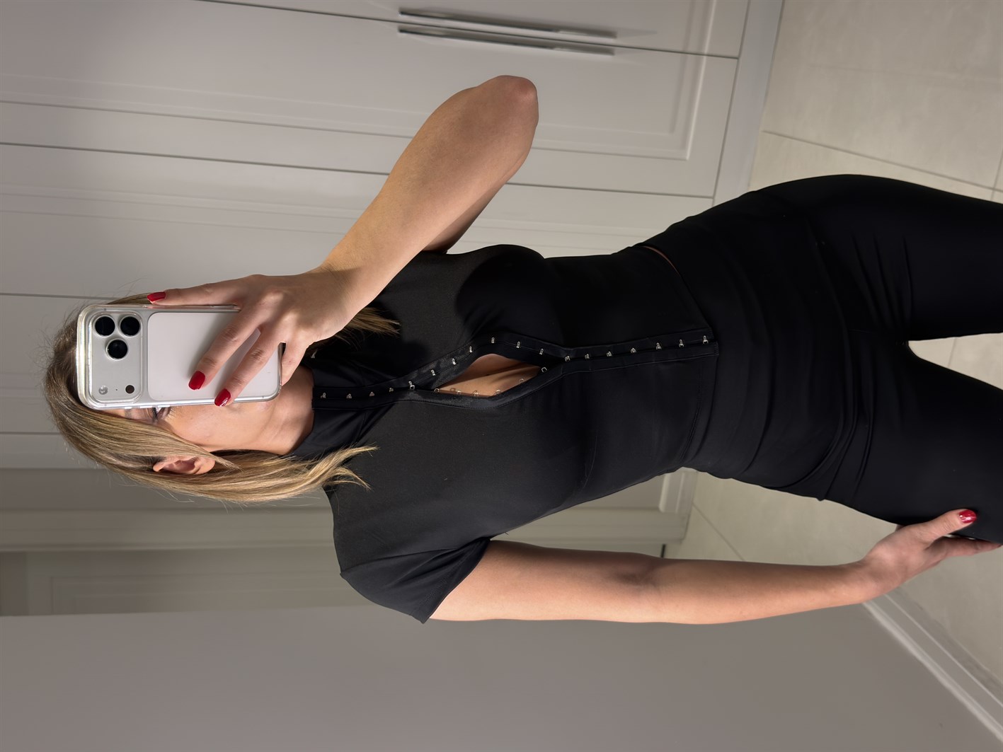 Chloe Siyah Agraflı Bluz Pantolon Takım