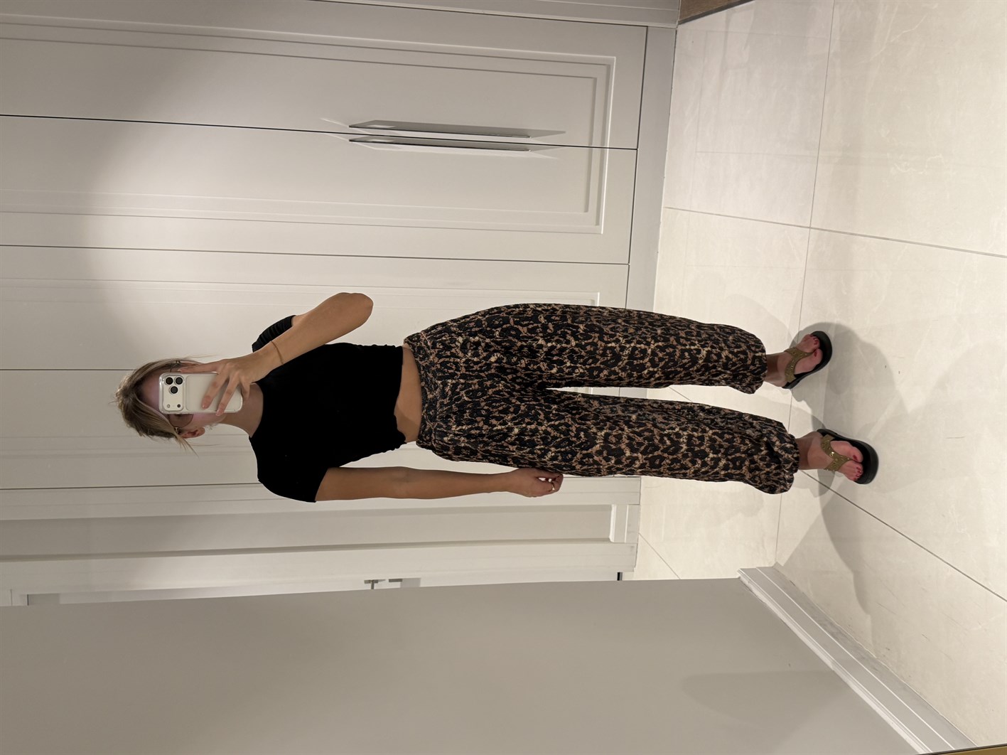 Cleo Leopar Desenli Şalvar Pantolon