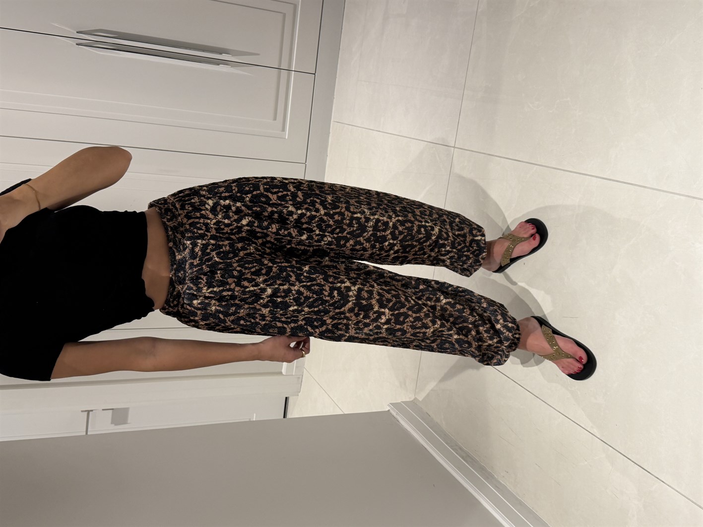 Cleo Leopar Desenli Şalvar Pantolon