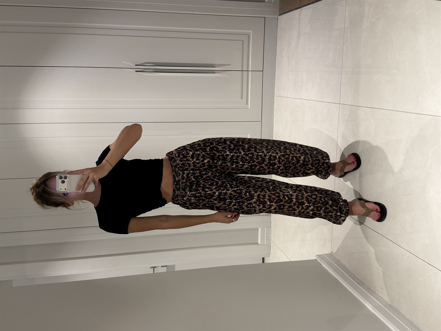 Cleo Leopar Desenli Şalvar Pantolon