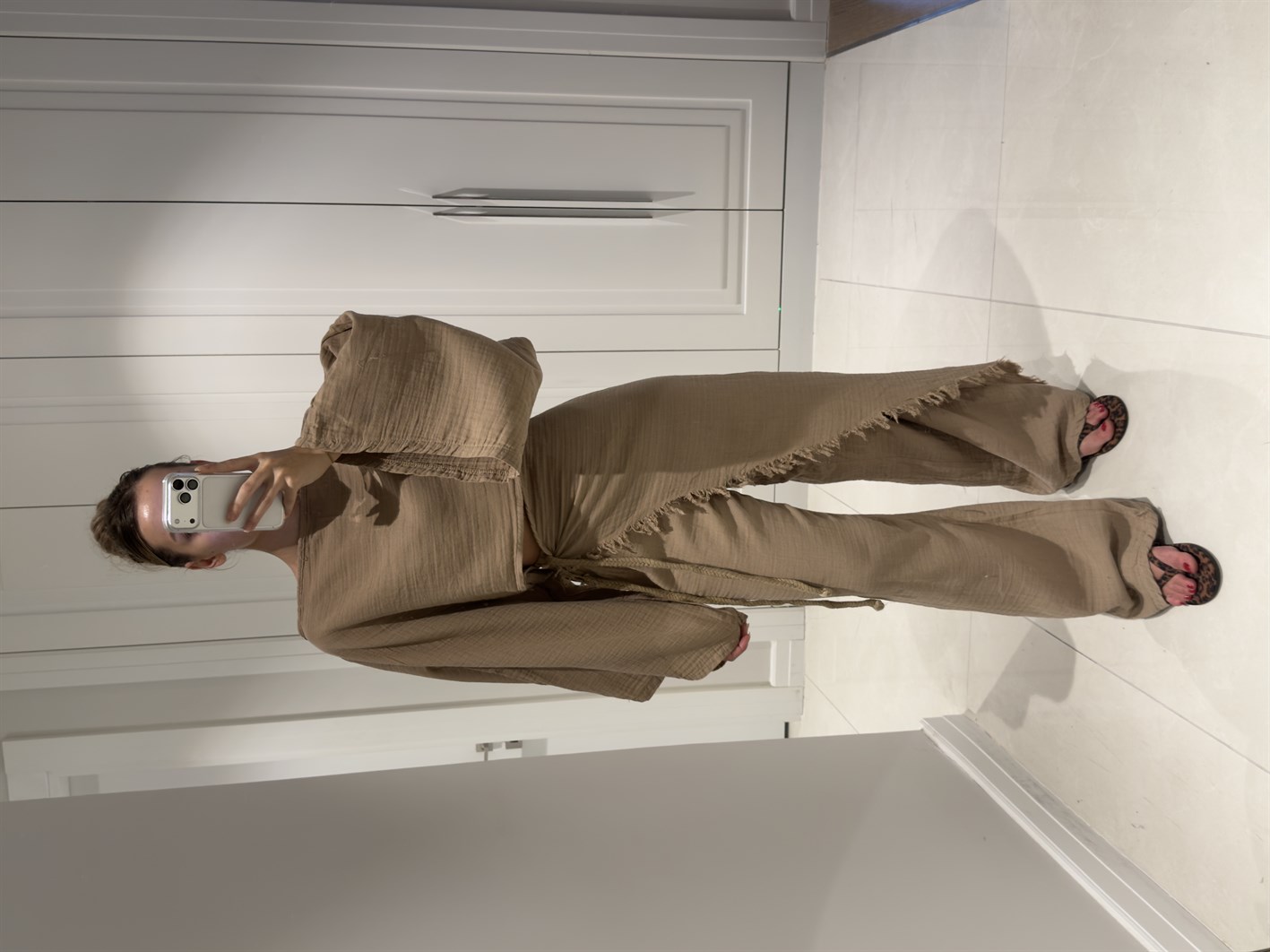 Darla Vizon Müslin Kumaş Zarf Pantolon Crop Takım