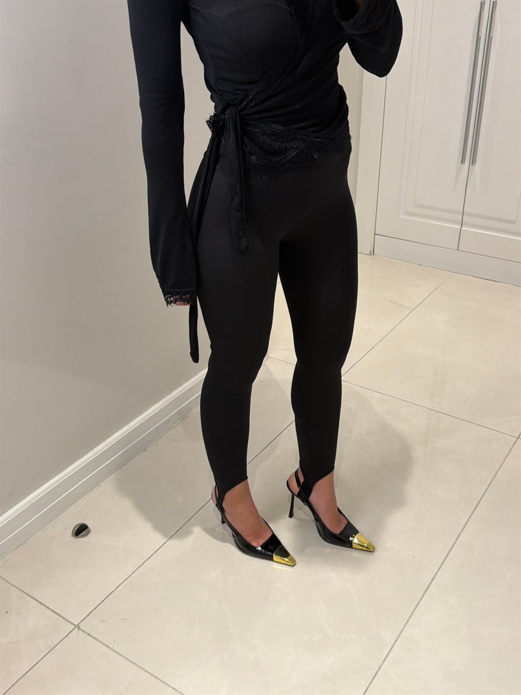 Darya Siyah Paça Lastikli Toparlayıcı Yüksek Bel Tayt