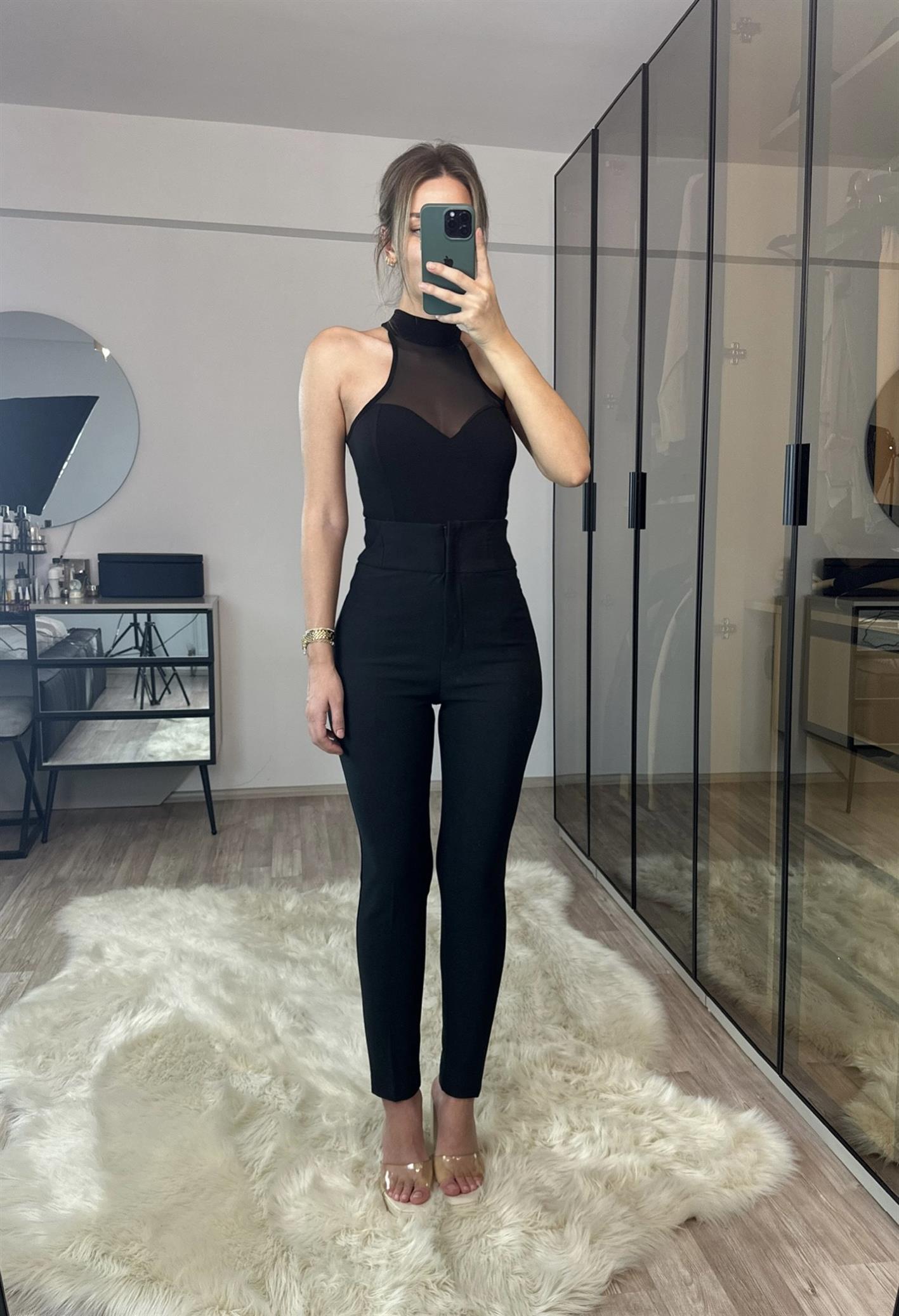 Diana Ekstra Yükek Bel Siyah Dar Paça Pantolon