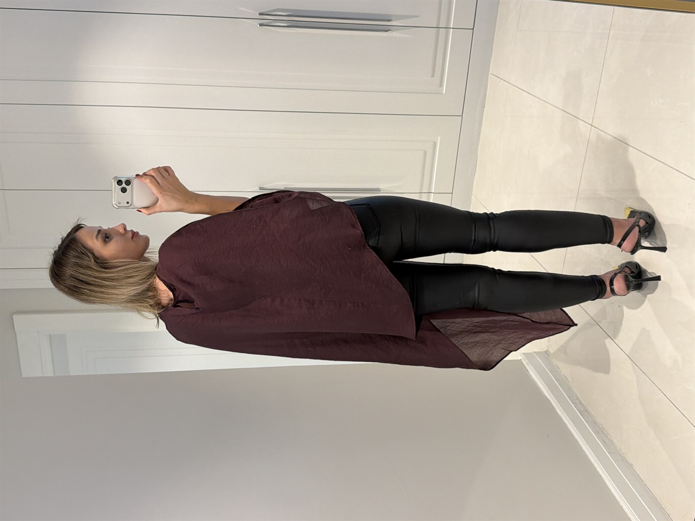 Ella Bordo Asimetrik Pelerin Bluz