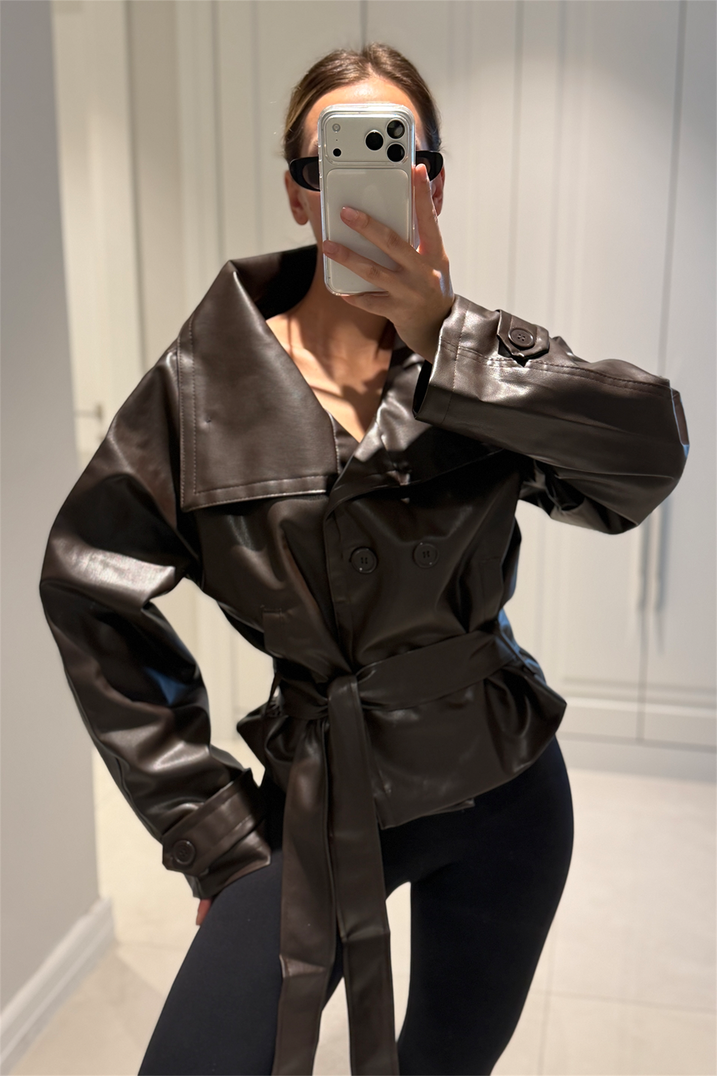 Eloise Acı Kahve Dik Yaka Deri Ceket