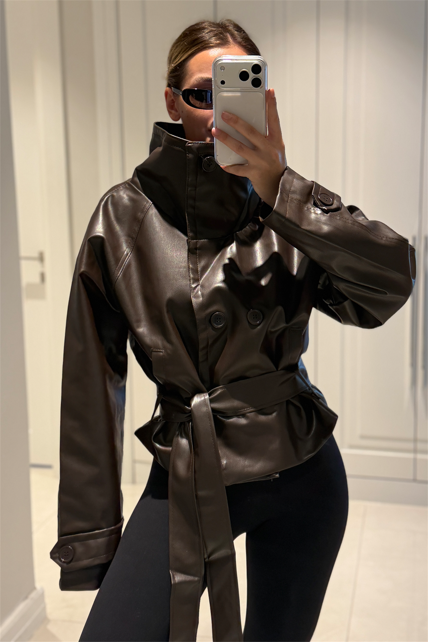 Eloise Acı Kahve Dik Yaka Deri Ceket