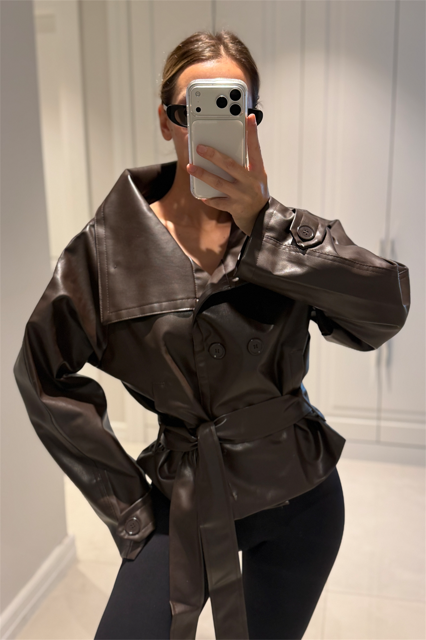 Eloise Acı Kahve Dik Yaka Deri Ceket