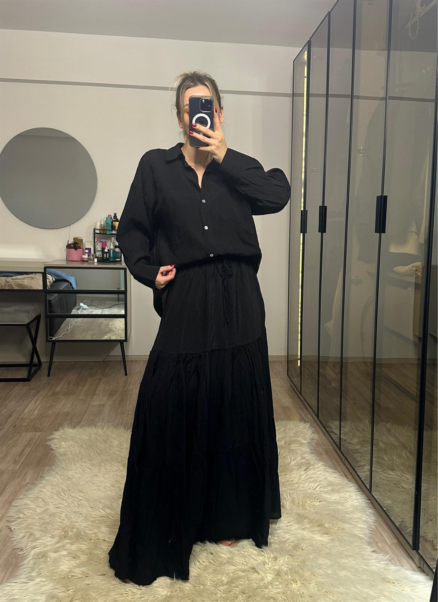 Emma Siyah Gömlek Etek Takım