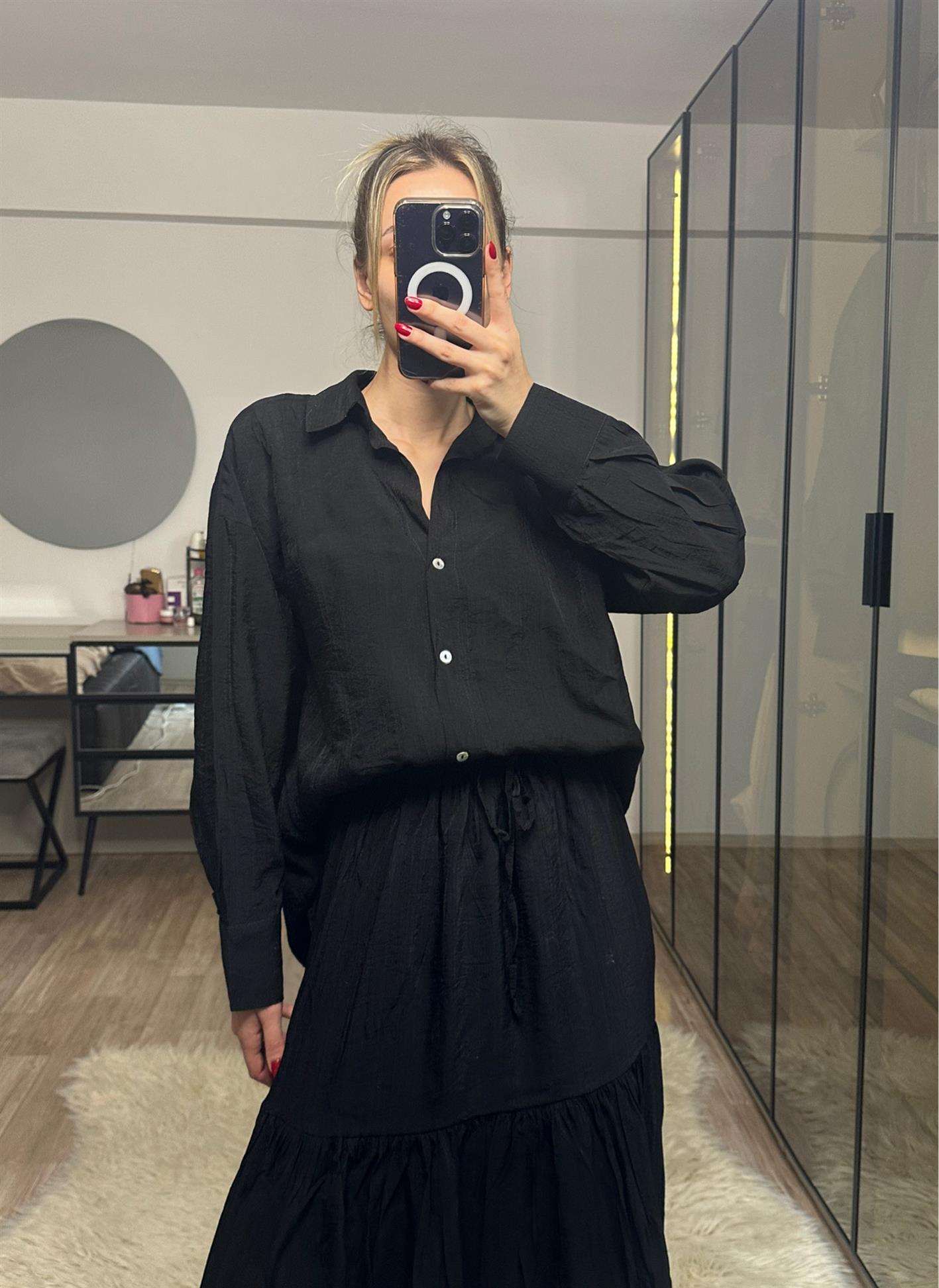 Emma Siyah Gömlek Etek Takım