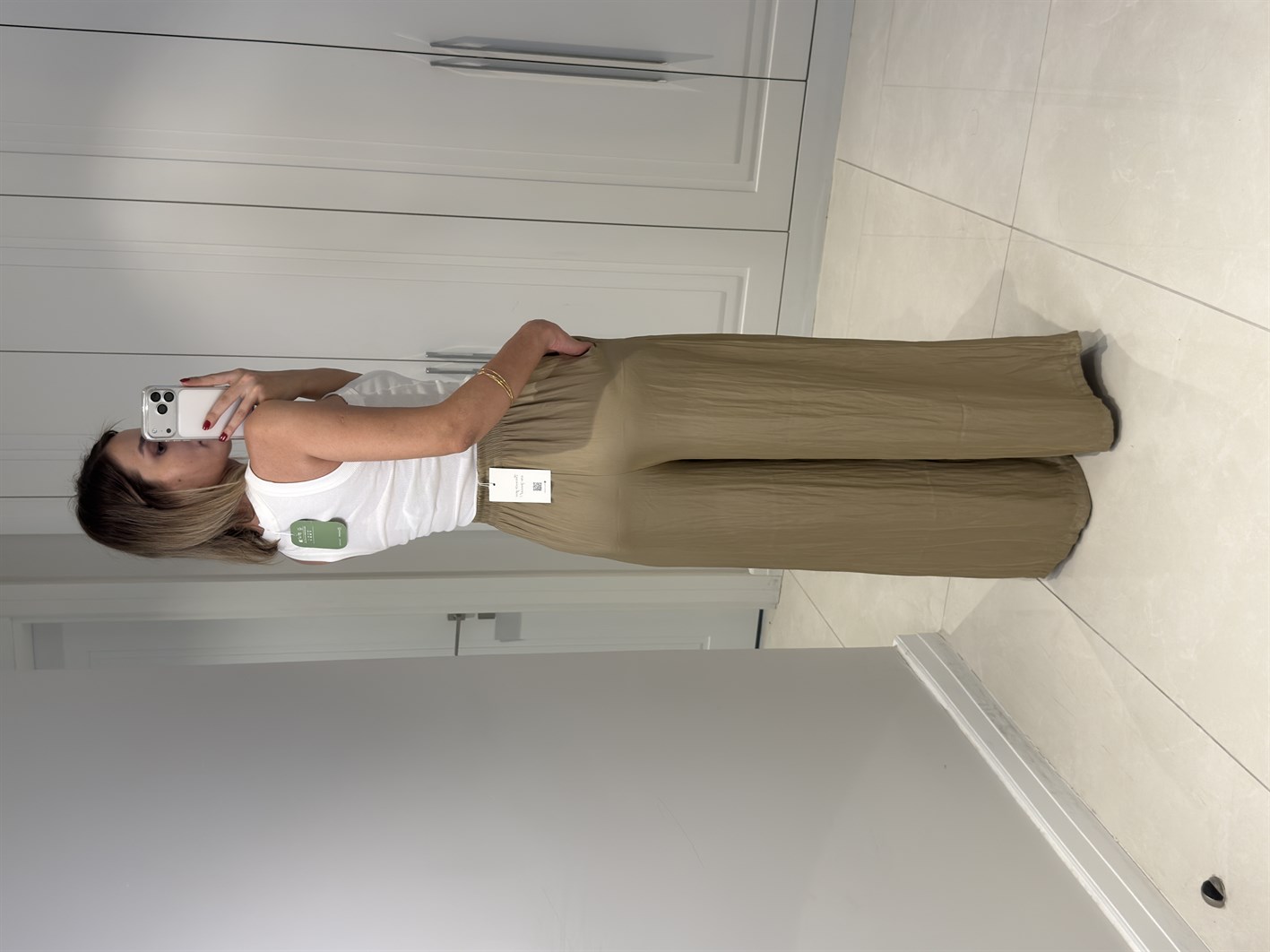 Hadley Vizon Kırışık Görünümlü İpek Saten Pantolon