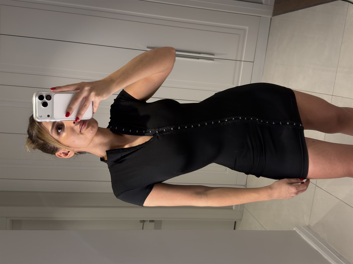 Holly Siyah Agraflı Mini Elbise